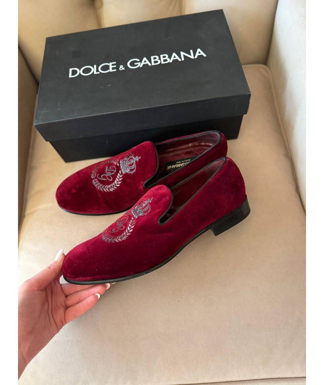 DOLCE&GABBANA Красные бархатные туфли, фото 5