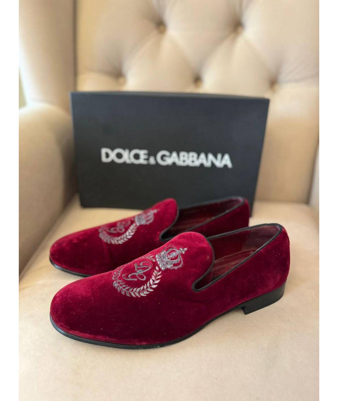 DOLCE&GABBANA Красные бархатные туфли, фото 2