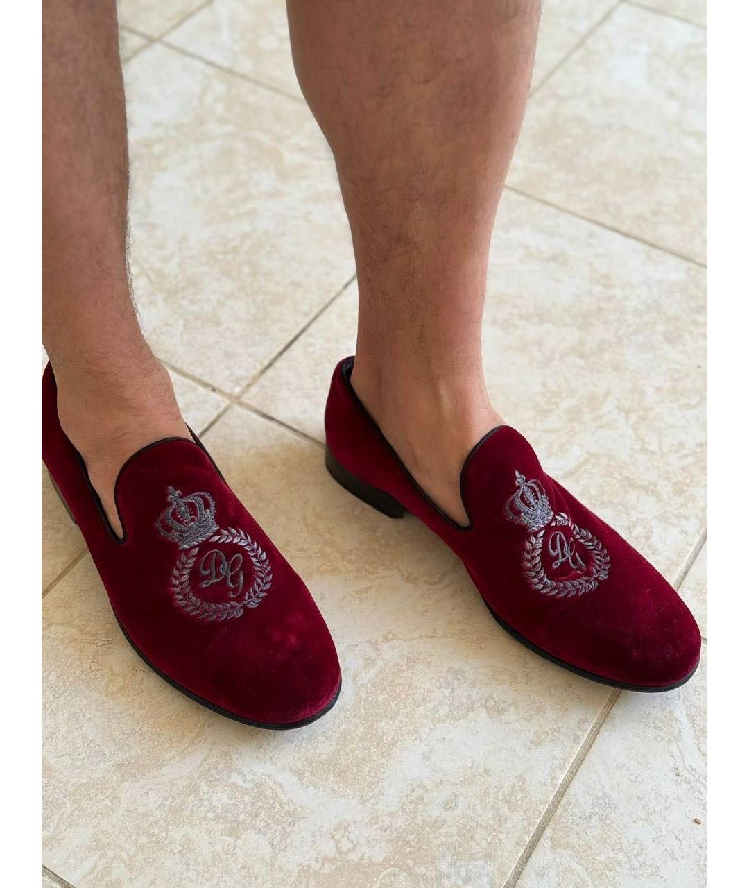 DOLCE&GABBANA Красные бархатные туфли, фото 3