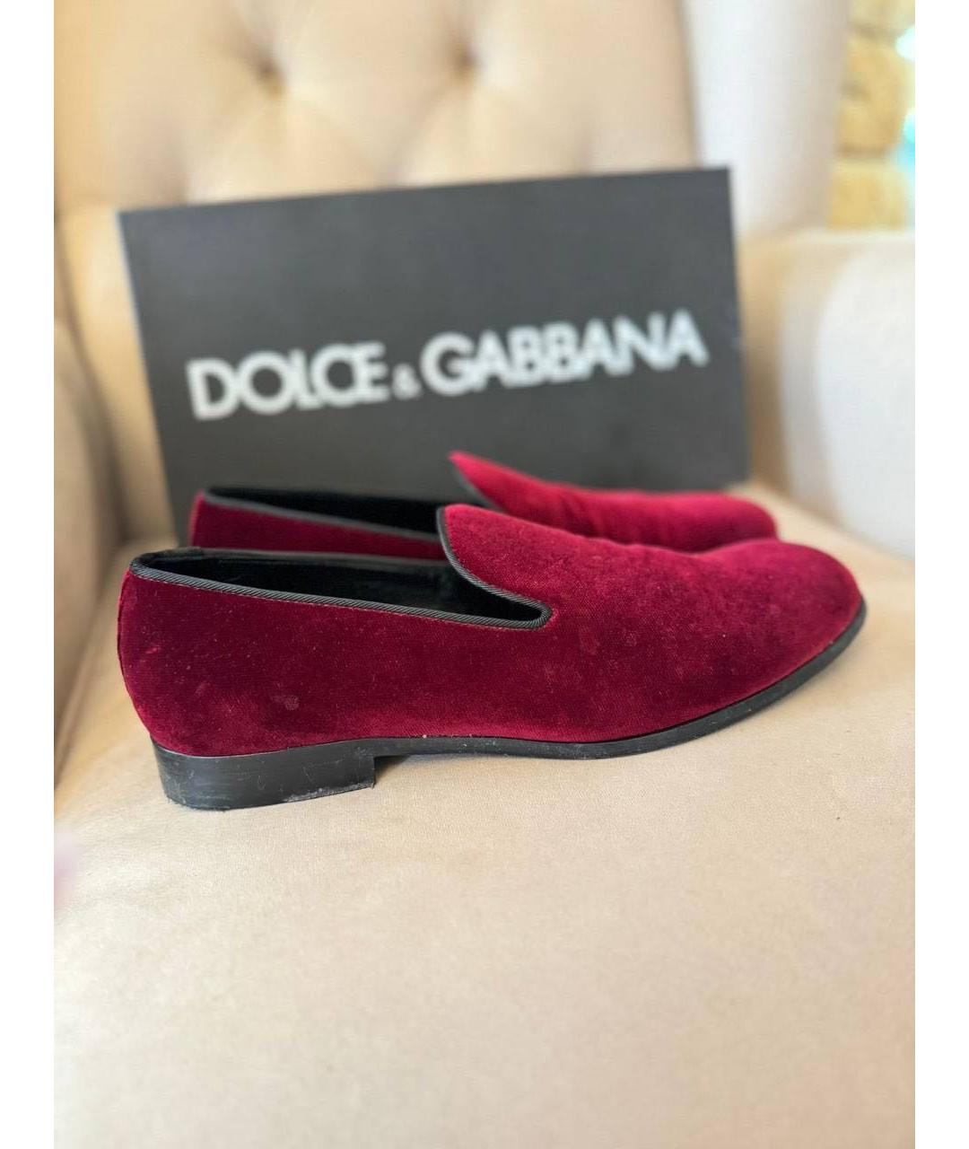 DOLCE&GABBANA Красные бархатные туфли, фото 4