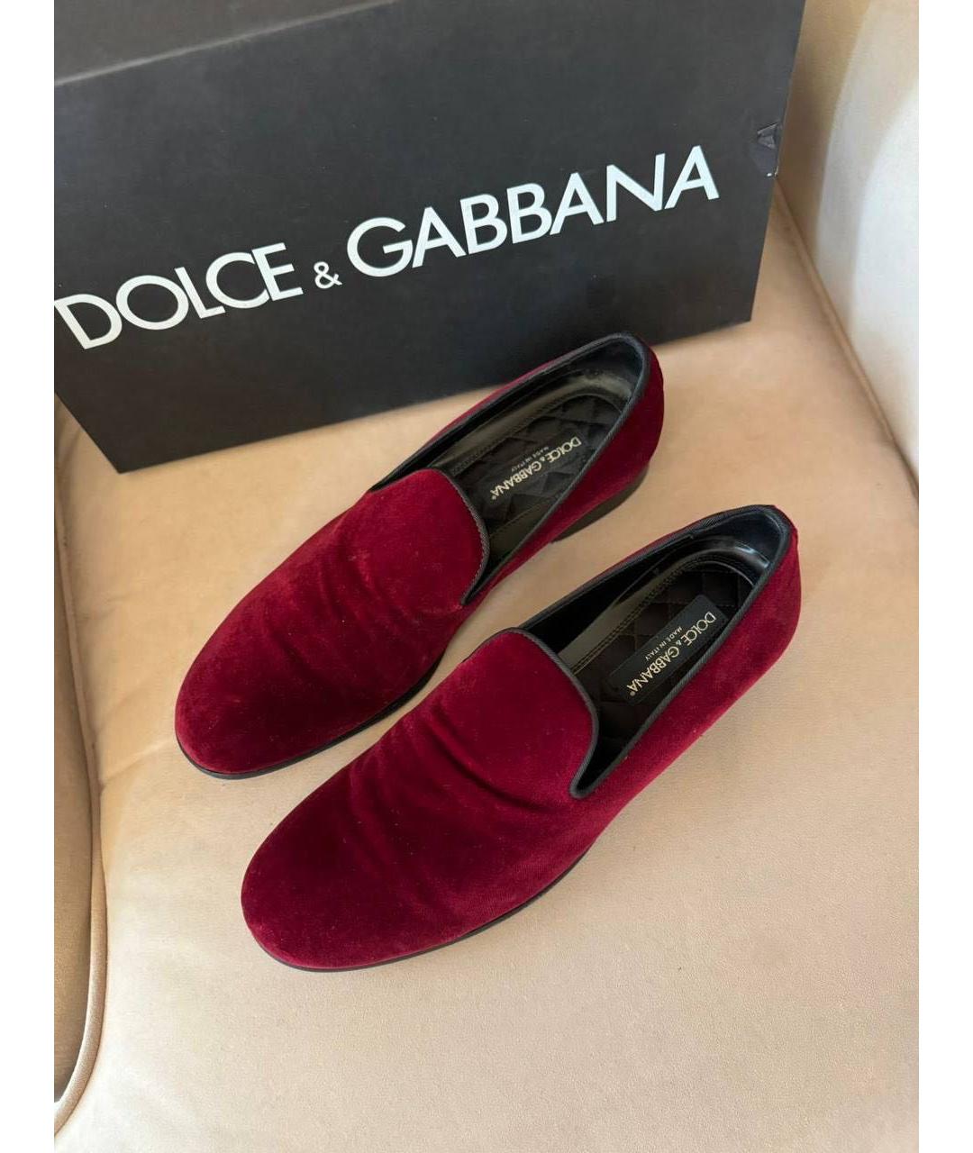 DOLCE&GABBANA Красные бархатные туфли, фото 3
