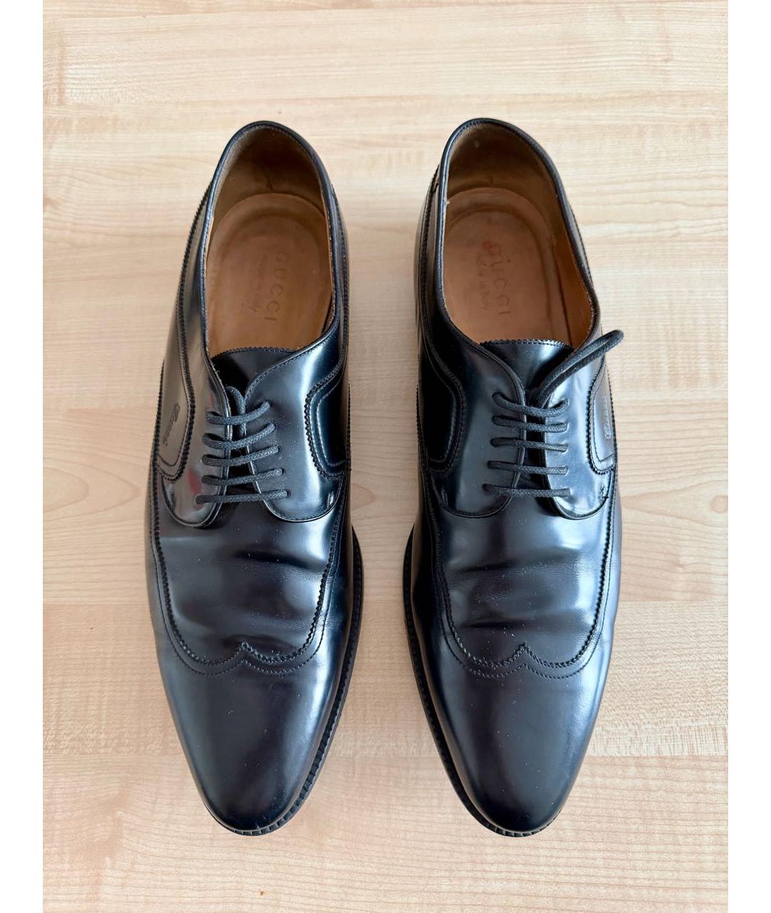 GUCCI Черные кожаные туфли, фото 2