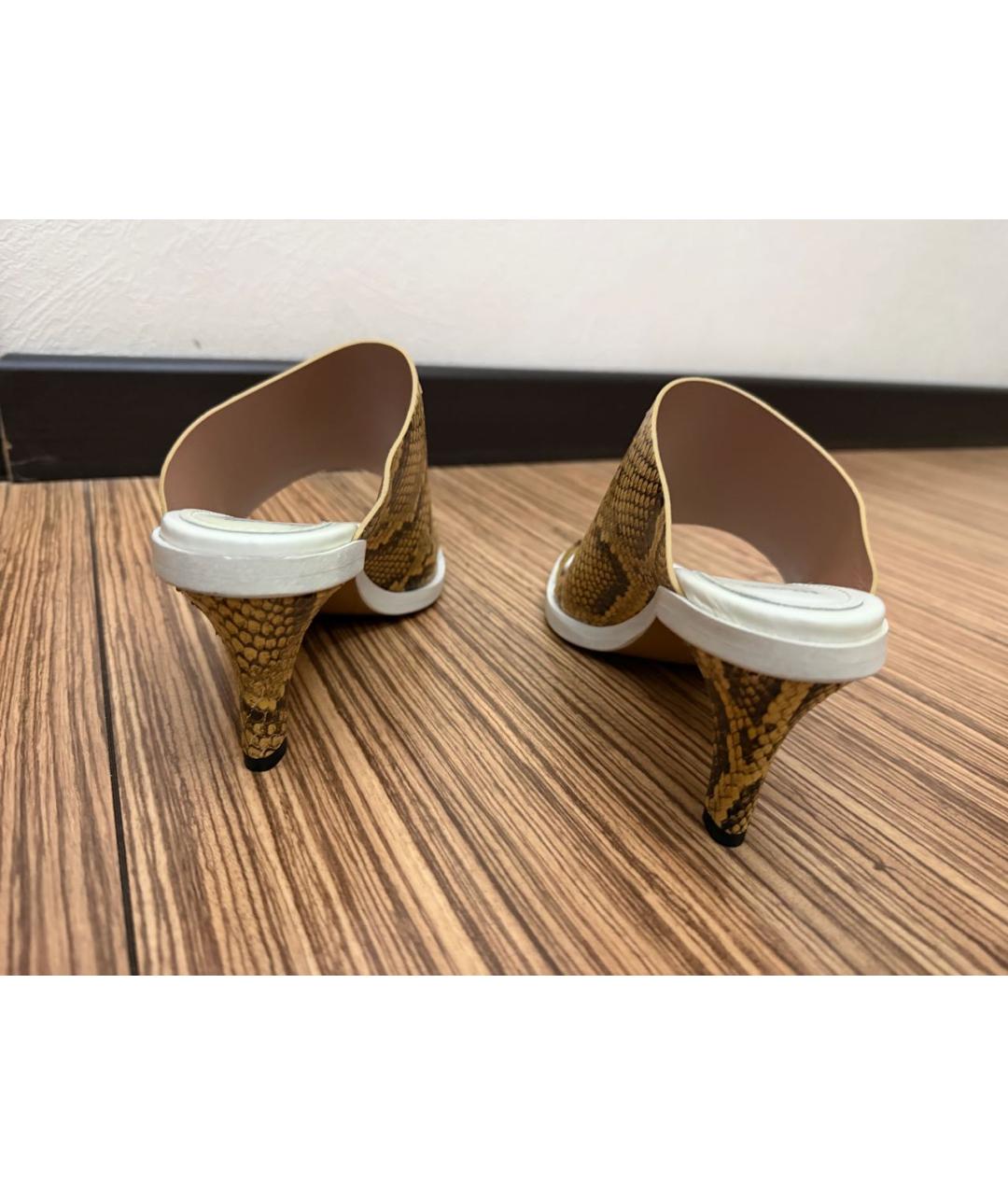 HUGO BOSS Горчичные кожаные босоножки, фото 4