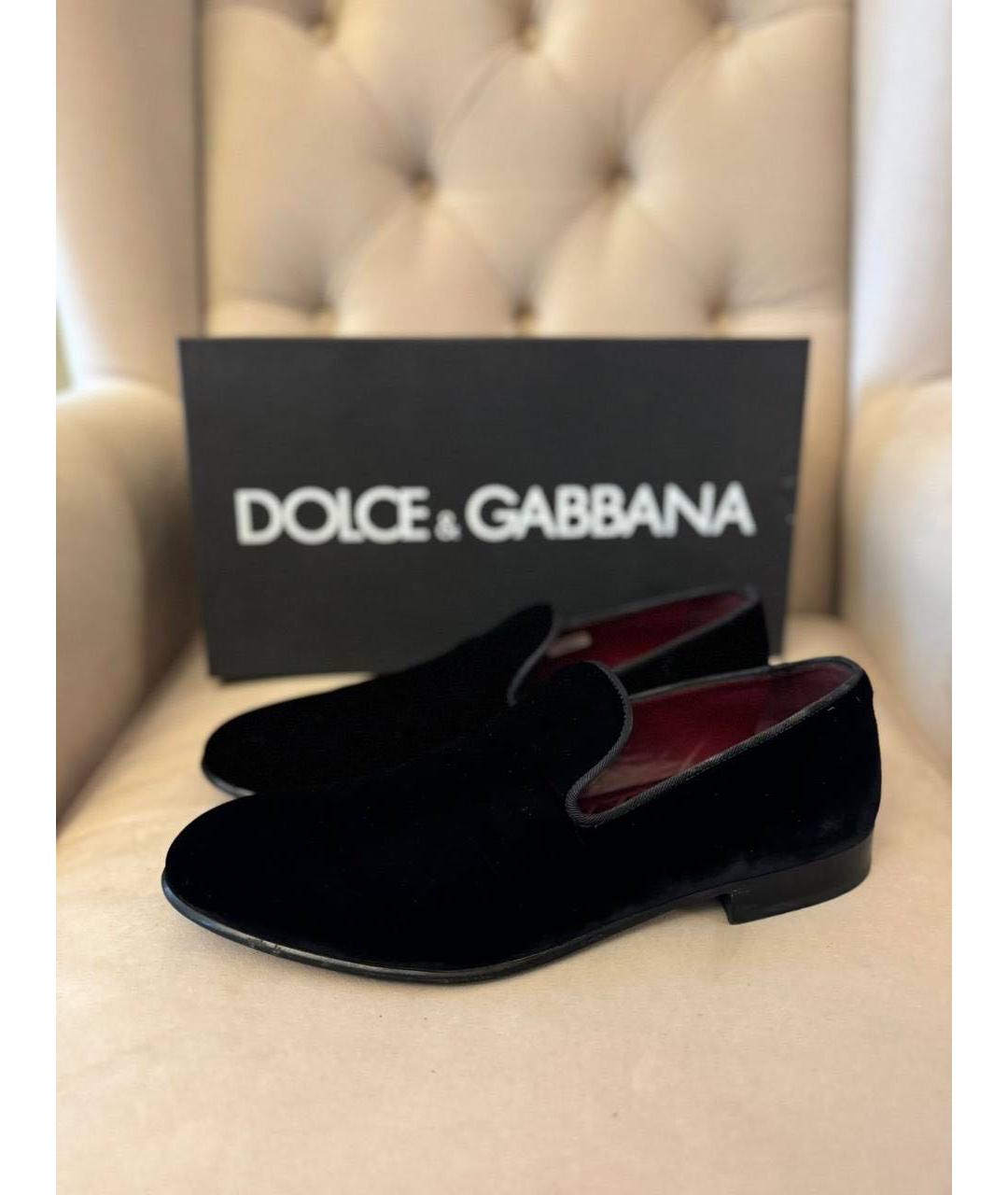 DOLCE&GABBANA Черные бархатные туфли, фото 4
