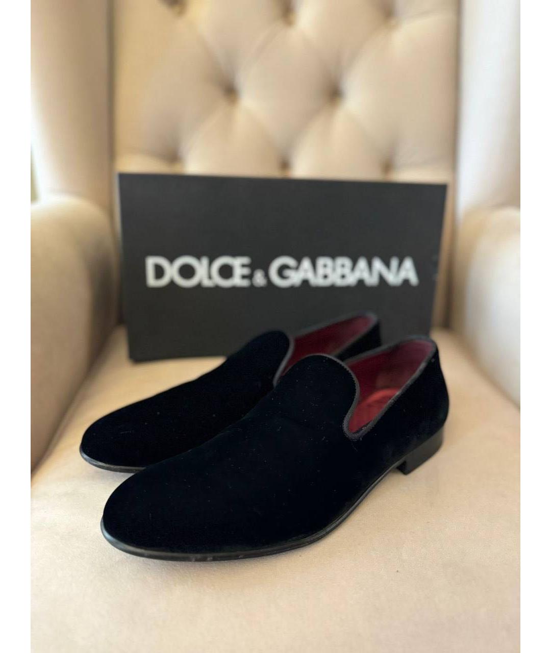 DOLCE&GABBANA Черные бархатные туфли, фото 2
