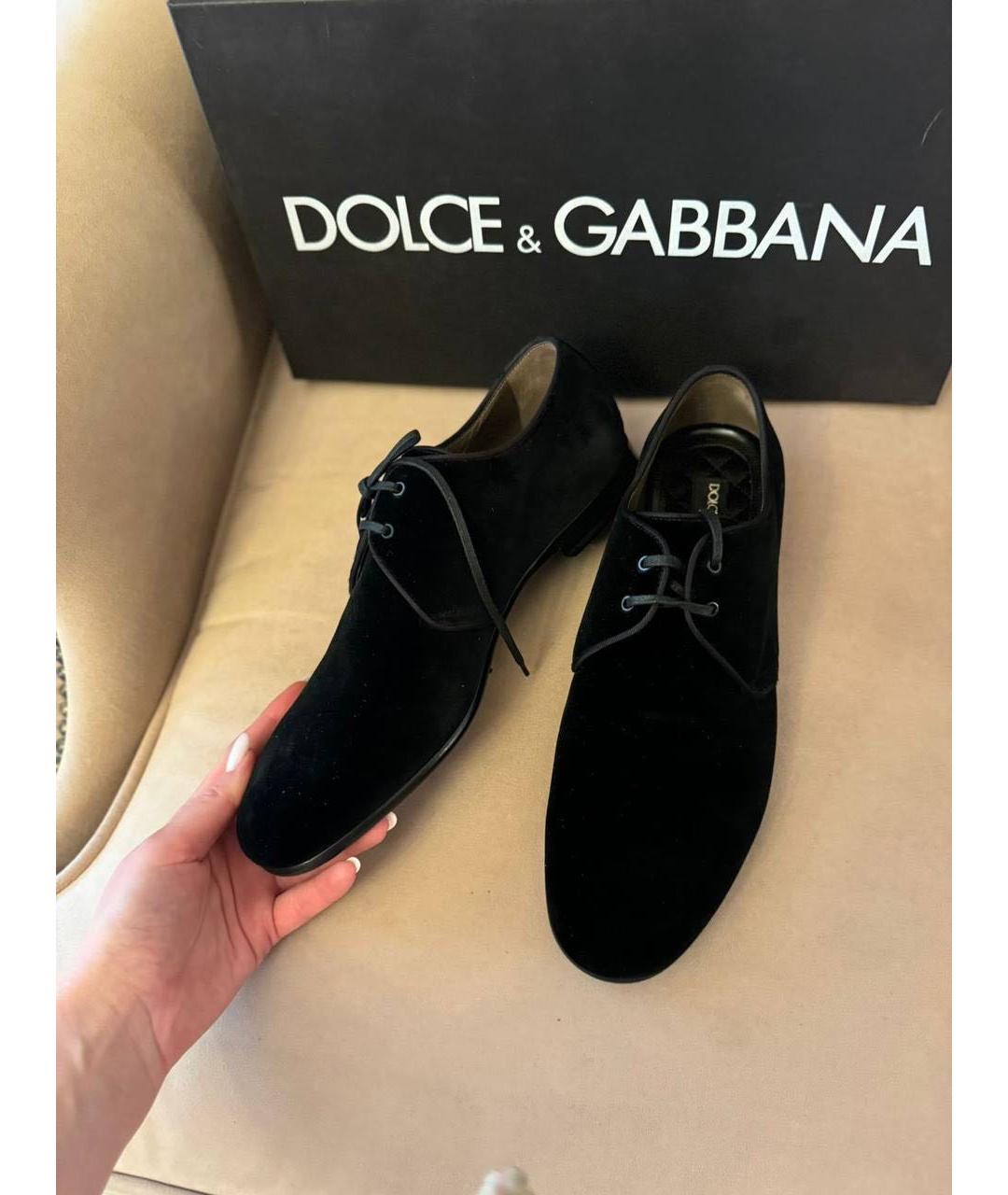 DOLCE&GABBANA Черные бархатные туфли, фото 4