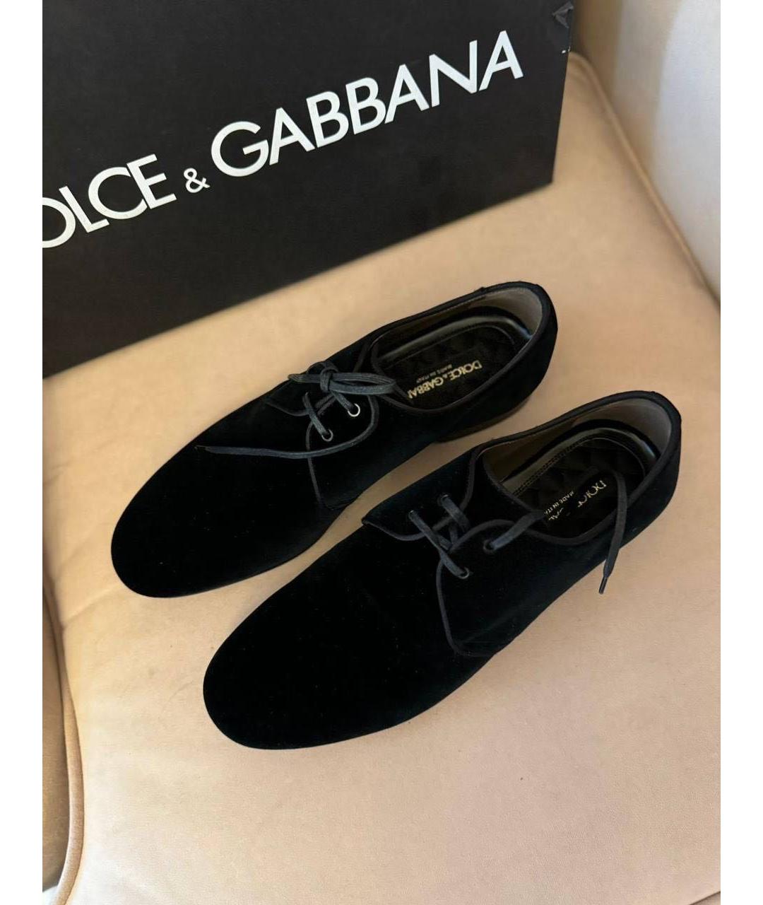 DOLCE&GABBANA Черные бархатные туфли, фото 2