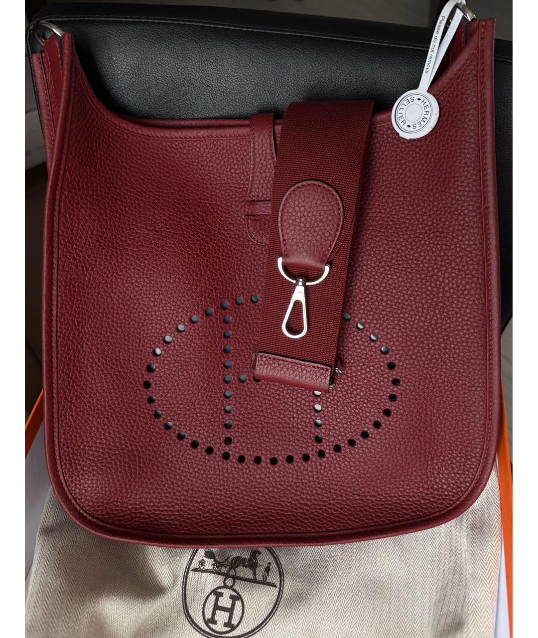 HERMES Бордовая кожаная сумка через плечо, фото 4