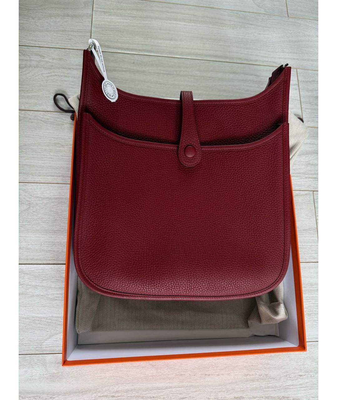 HERMES Бордовая кожаная сумка через плечо, фото 5