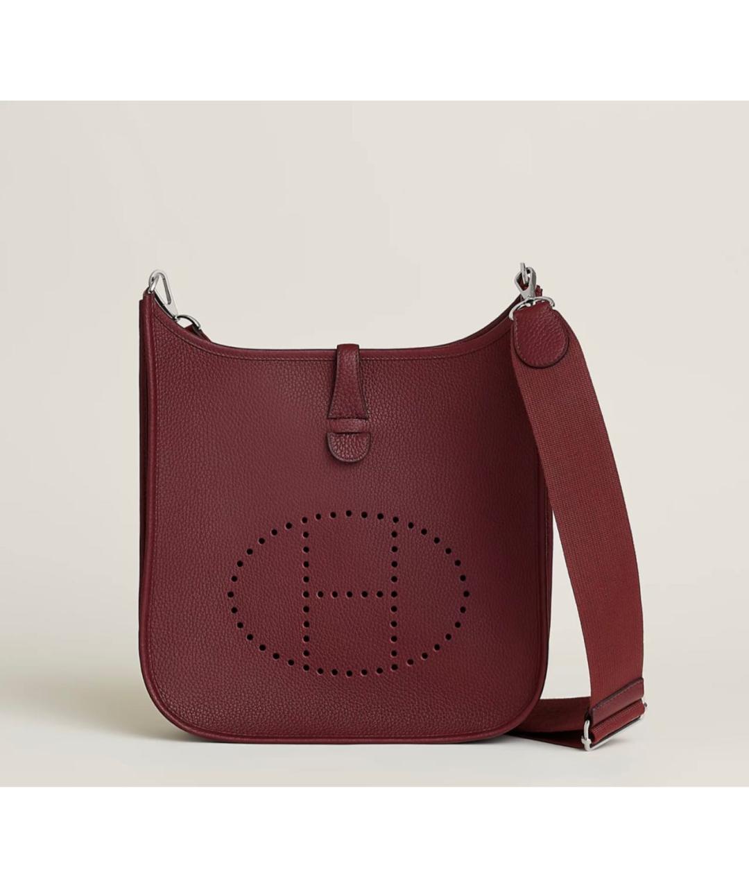 HERMES Бордовая кожаная сумка через плечо, фото 6