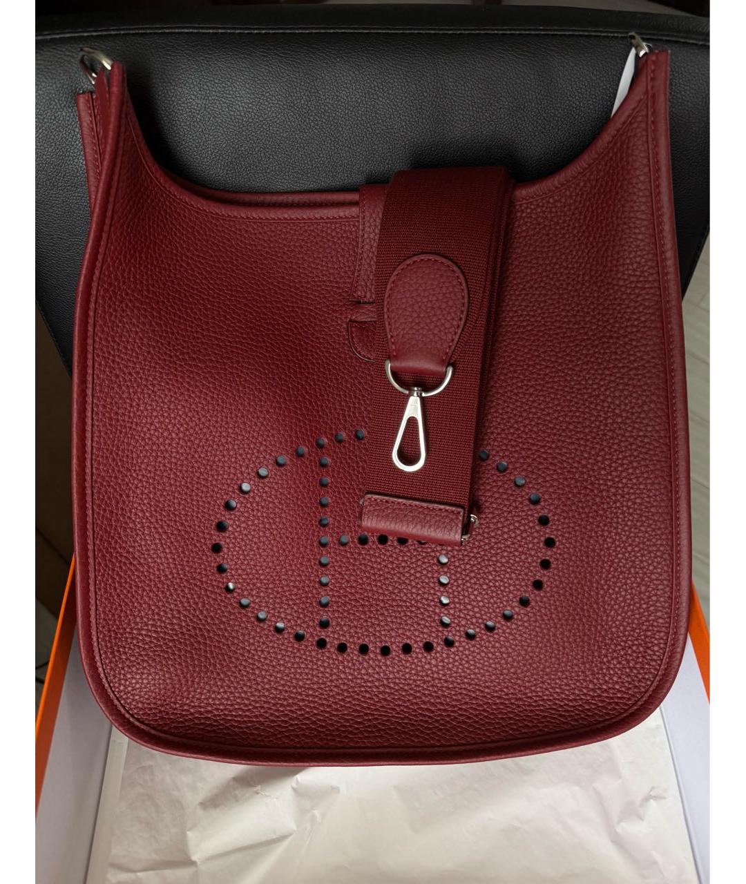 HERMES Бордовая кожаная сумка через плечо, фото 3