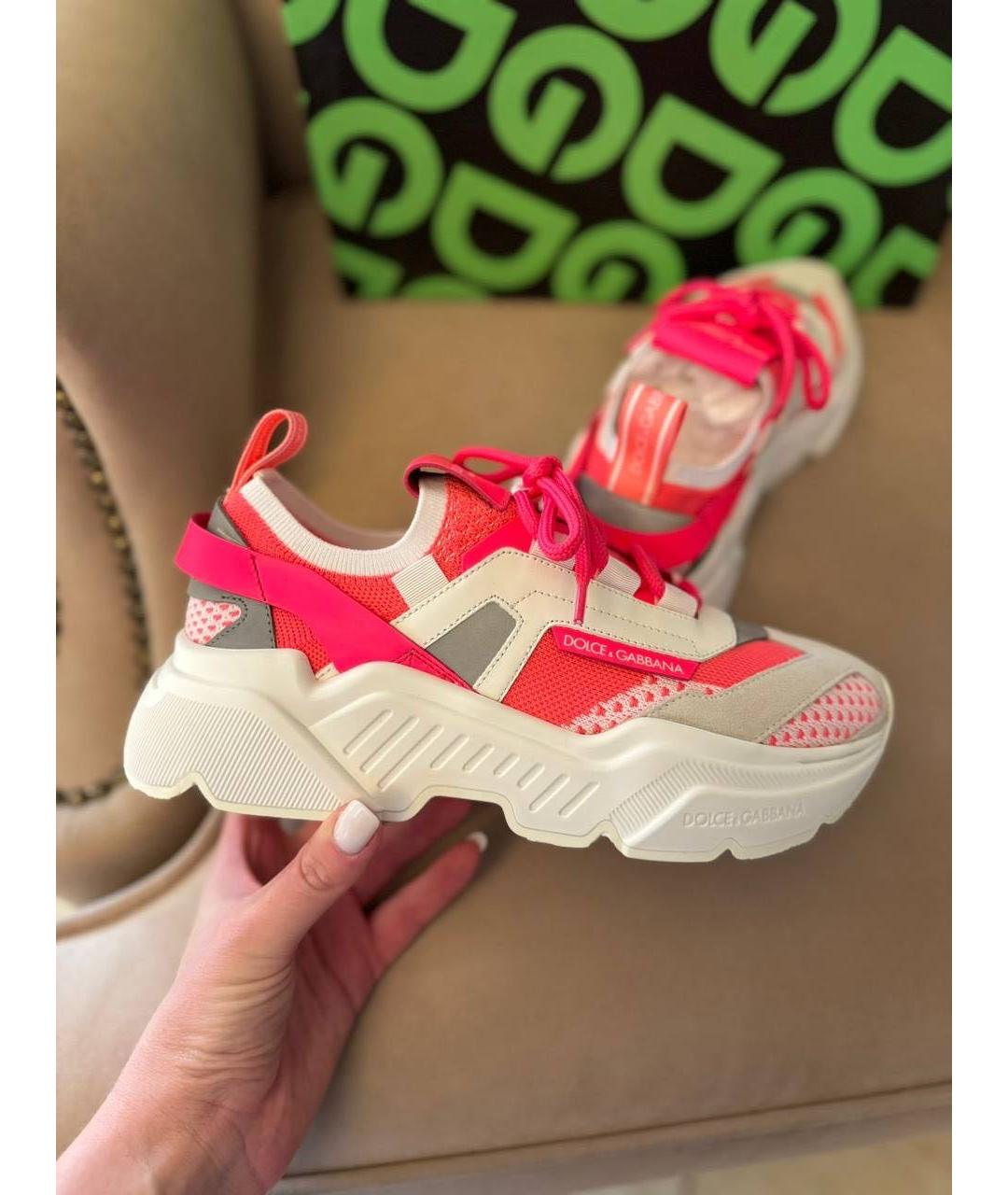 DOLCE&GABBANA Фуксия кожаные кроссовки, фото 4