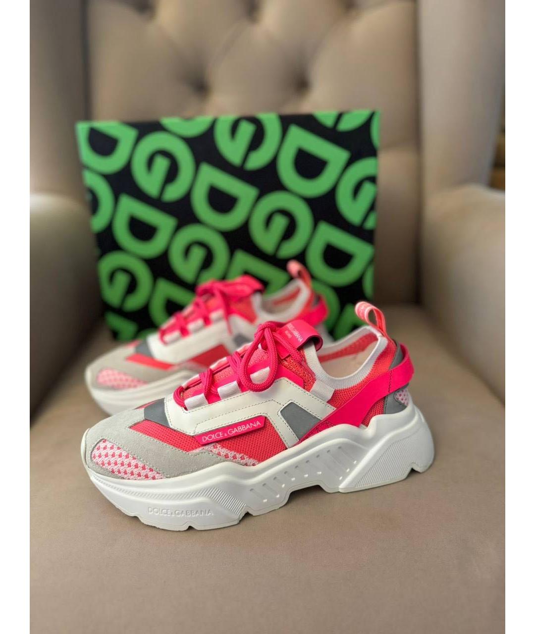 DOLCE&GABBANA Фуксия кожаные кроссовки, фото 5