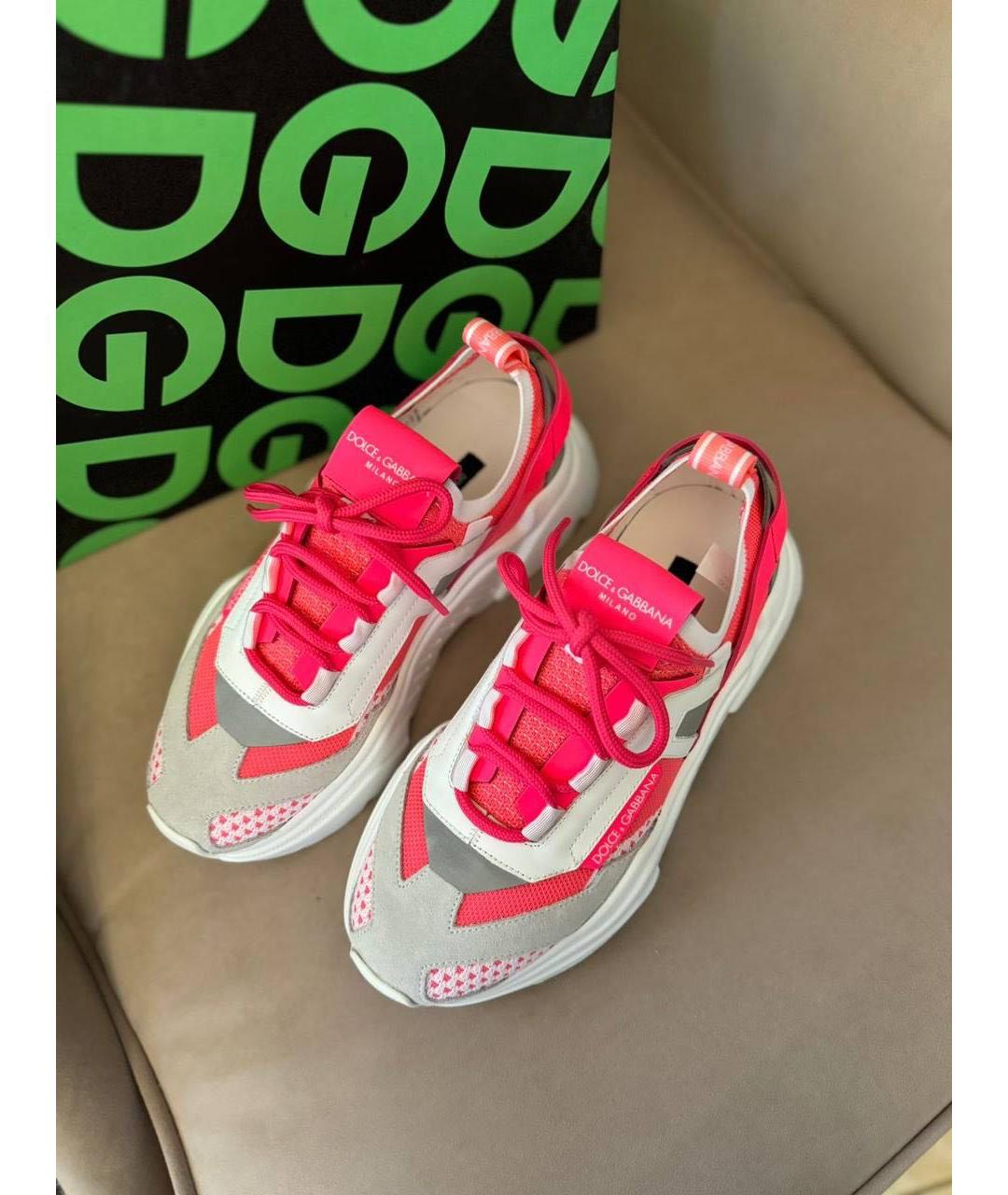DOLCE&GABBANA Фуксия кожаные кроссовки, фото 2