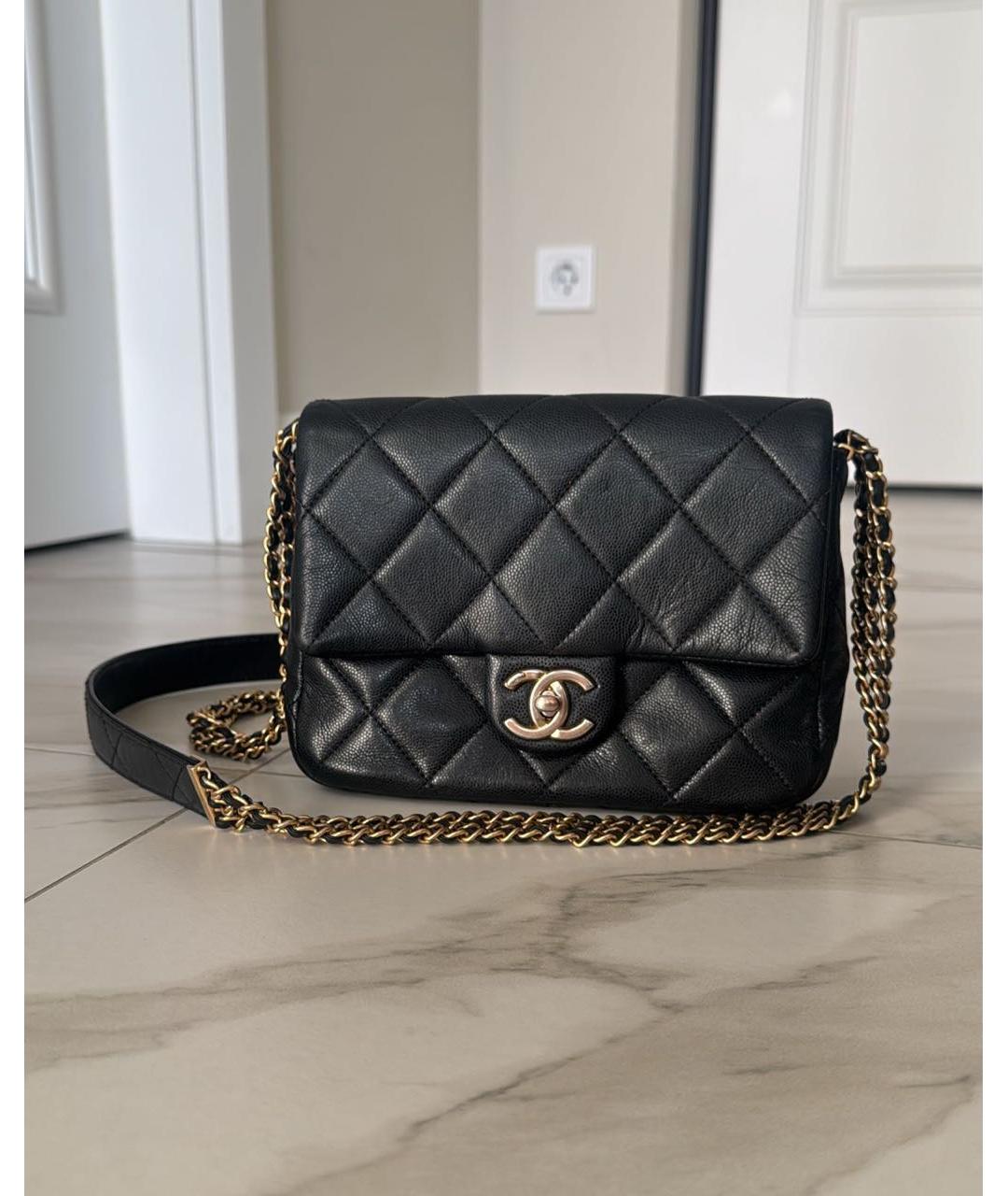 CHANEL Черная кожаная сумка через плечо, фото 8