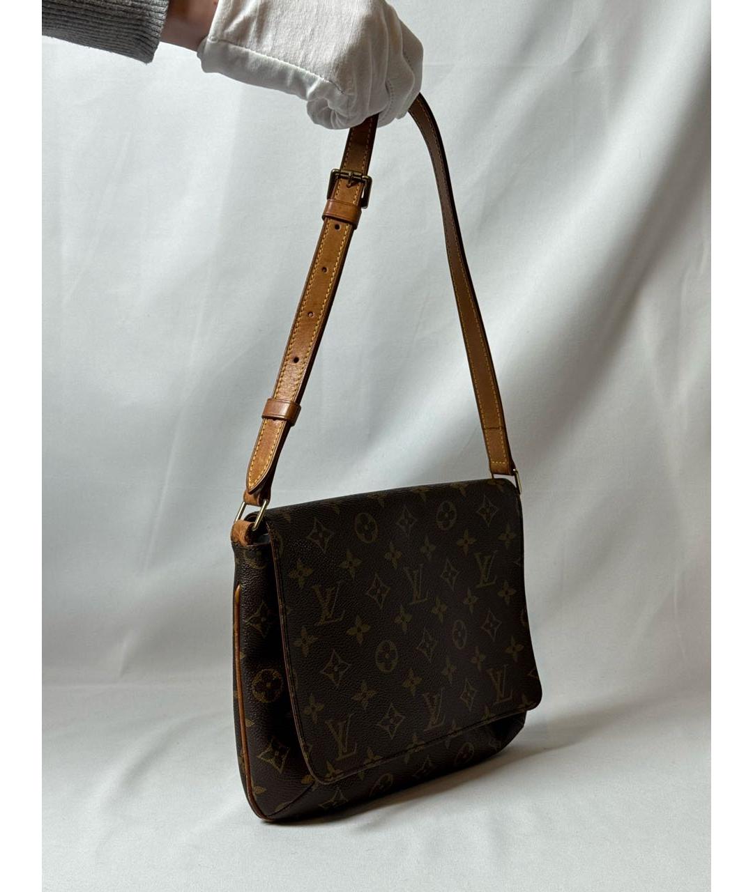 LOUIS VUITTON Коричневая кожаная сумка с короткими ручками, фото 2