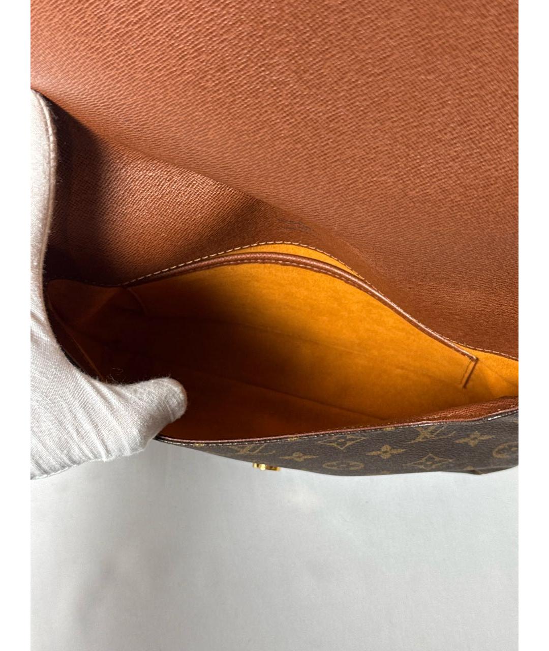 LOUIS VUITTON Коричневая кожаная сумка с короткими ручками, фото 7