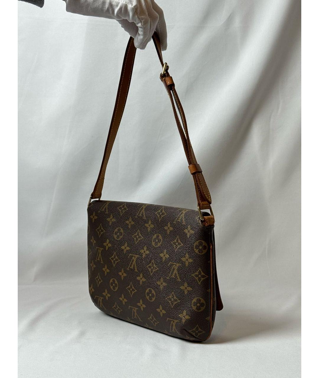 LOUIS VUITTON Коричневая кожаная сумка с короткими ручками, фото 3