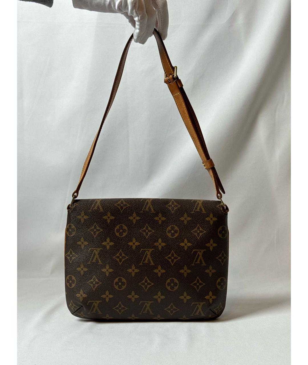 LOUIS VUITTON Коричневая кожаная сумка с короткими ручками, фото 4