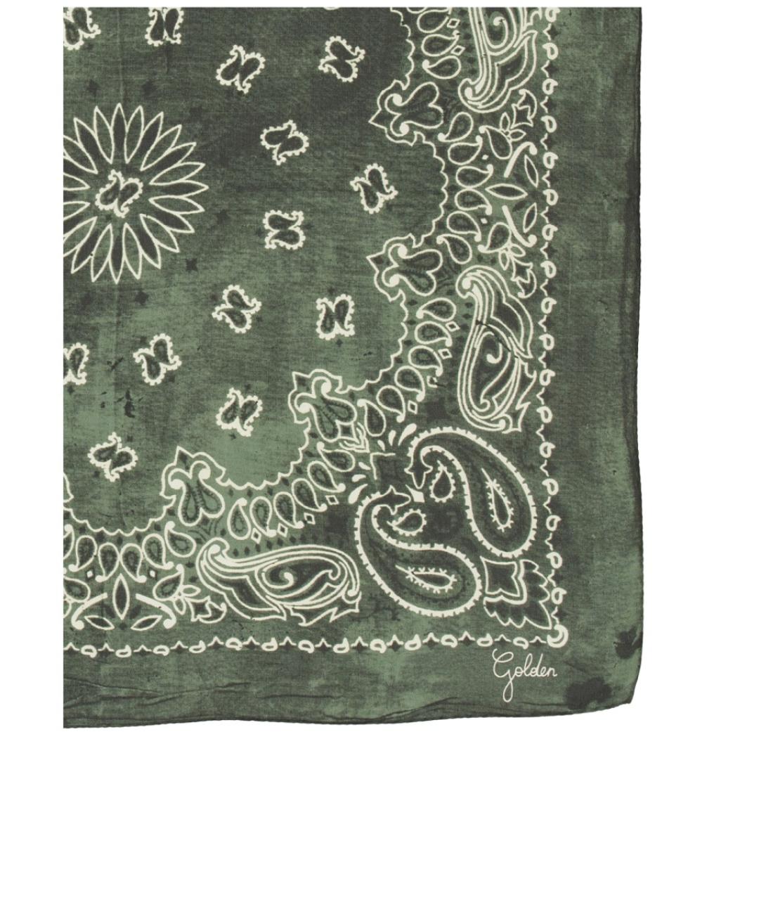 GOLDEN GOOSE DELUXE BRAND Зеленый шелковый шарф, фото 2