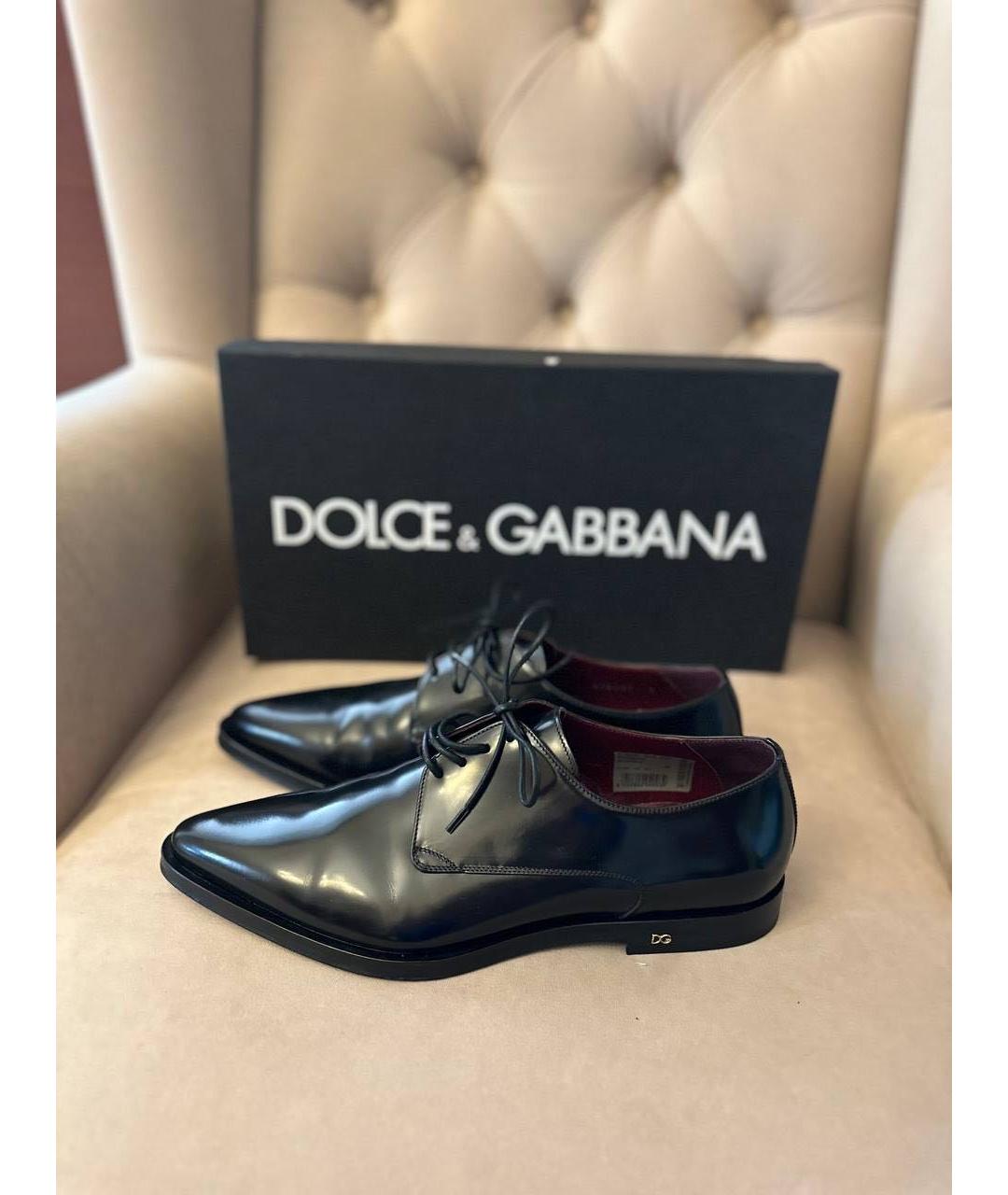 DOLCE&GABBANA Черные кожаные туфли, фото 5