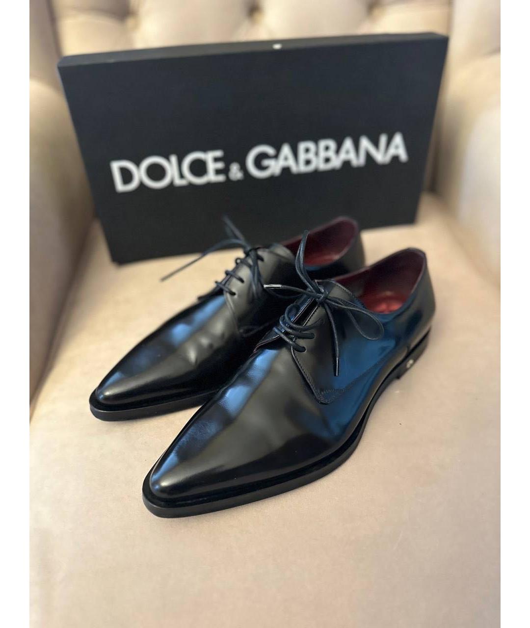 DOLCE&GABBANA Черные кожаные туфли, фото 2