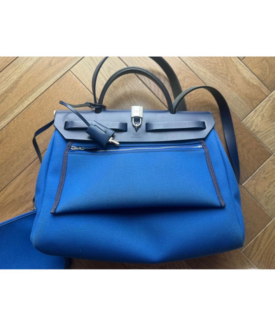 HERMES Синяя тканевая сумка через плечо, фото 3