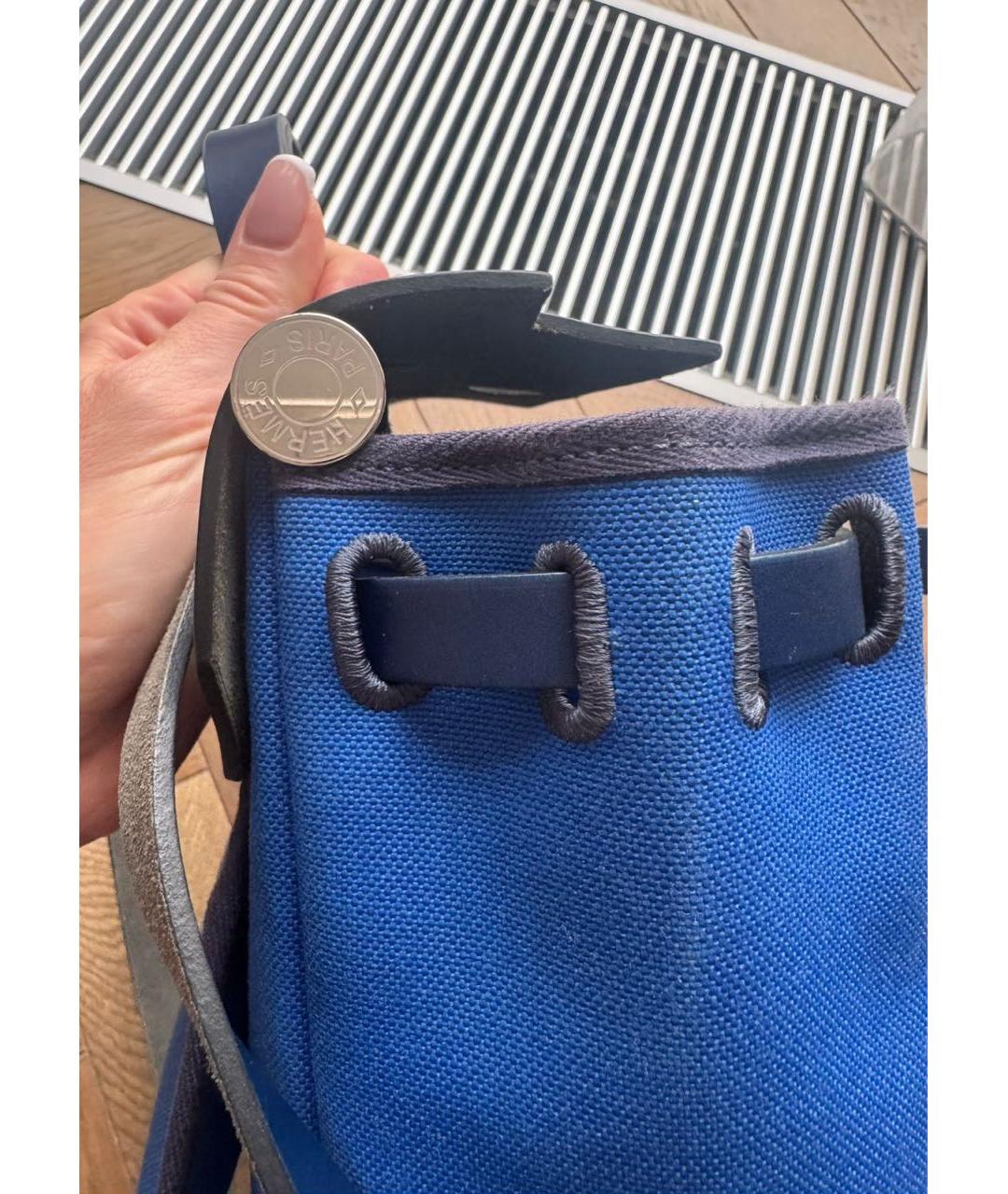 HERMES Синяя тканевая сумка через плечо, фото 7