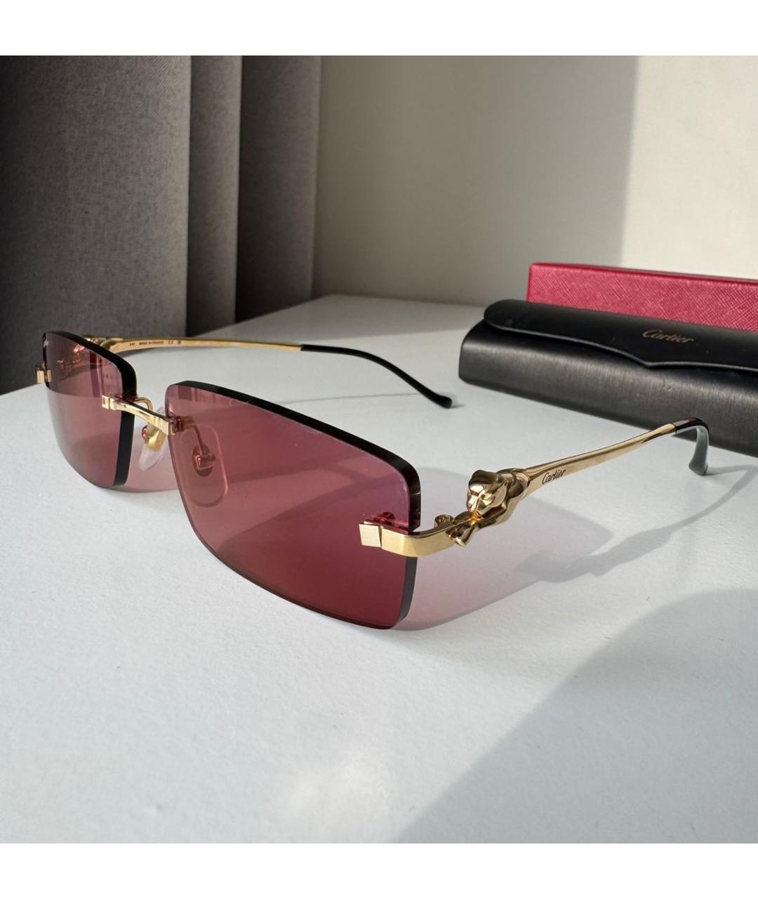CARTIER Бордовые металлические солнцезащитные очки, фото 8