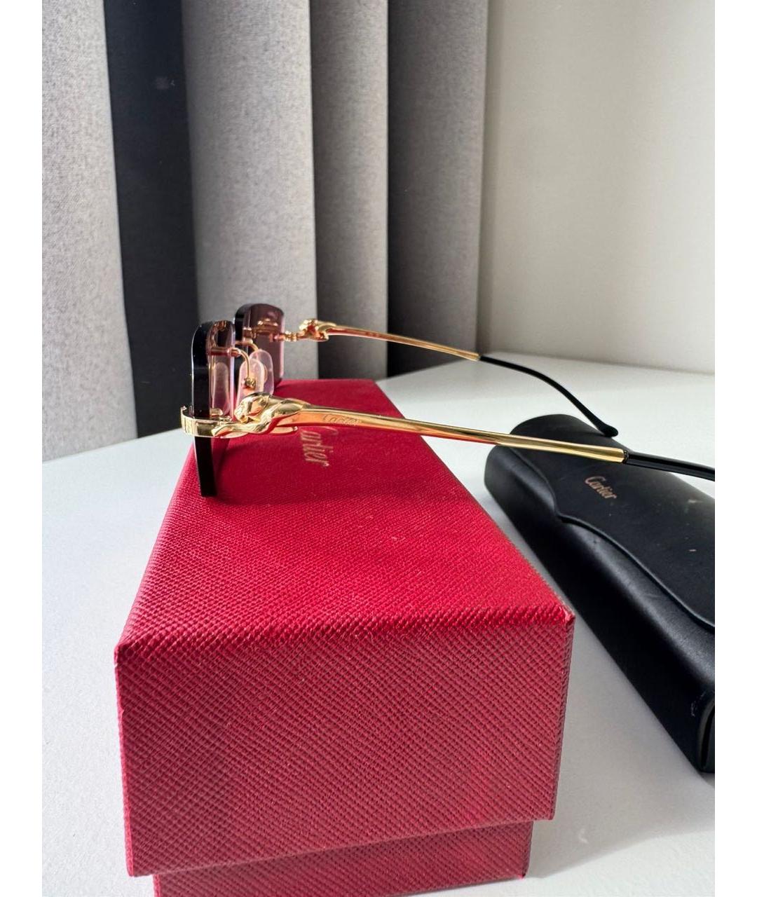 CARTIER Бордовые металлические солнцезащитные очки, фото 2