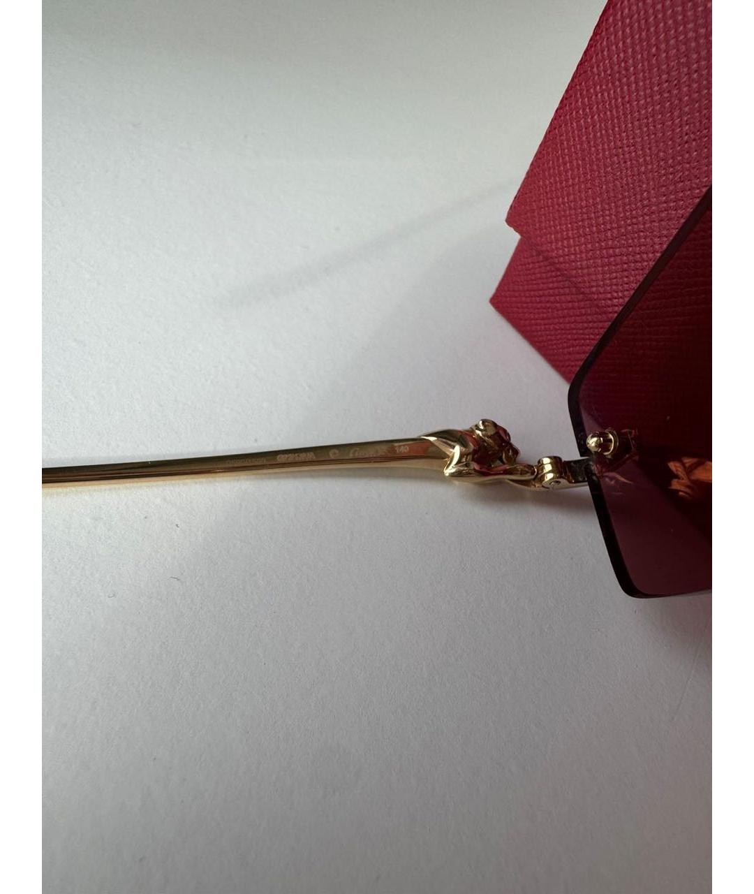CARTIER Бордовые металлические солнцезащитные очки, фото 5