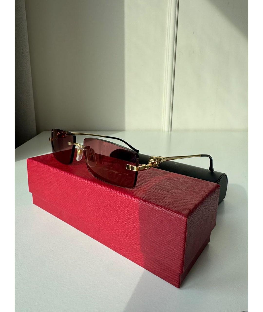 CARTIER Бордовые металлические солнцезащитные очки, фото 6