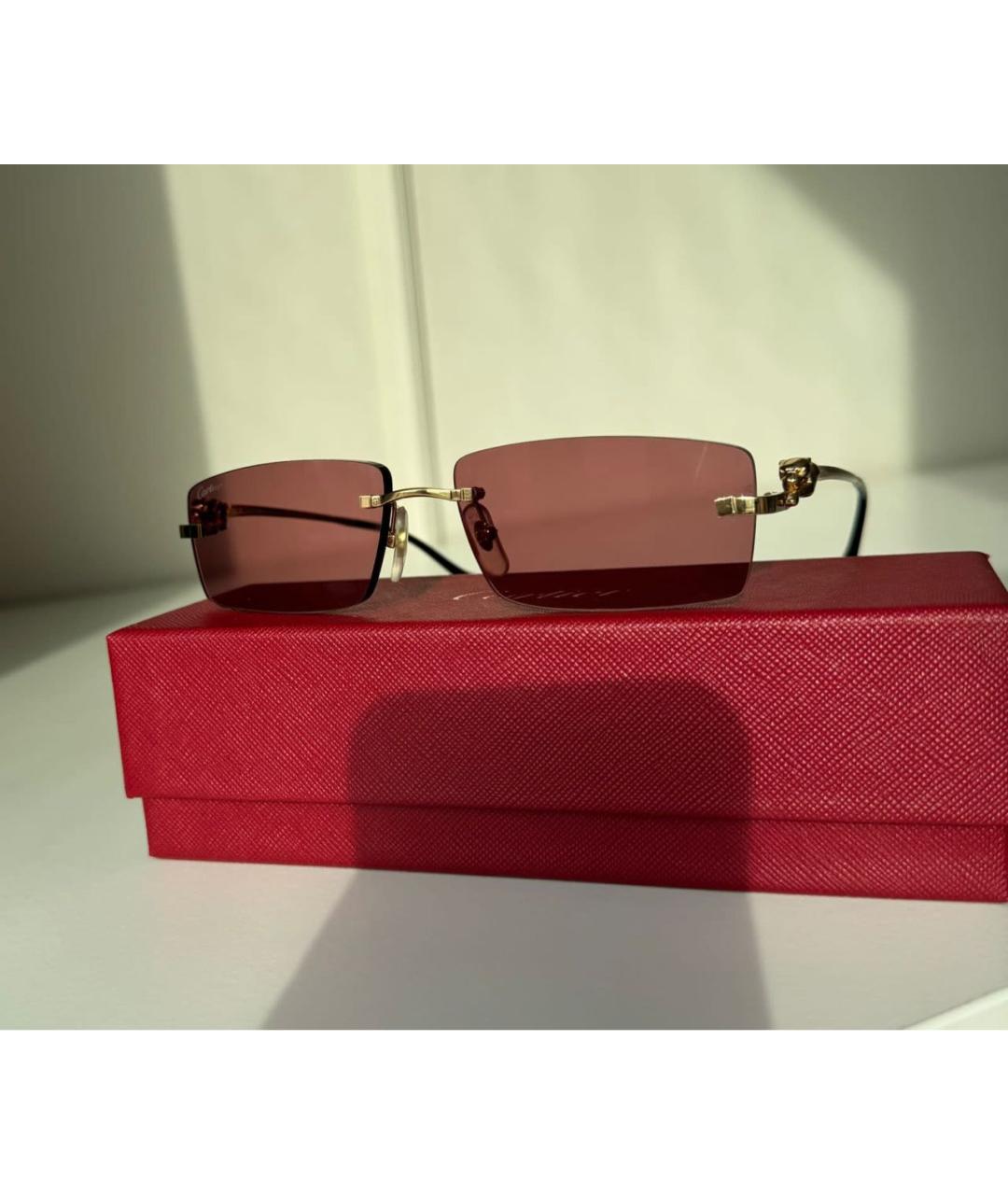 CARTIER Бордовые металлические солнцезащитные очки, фото 7