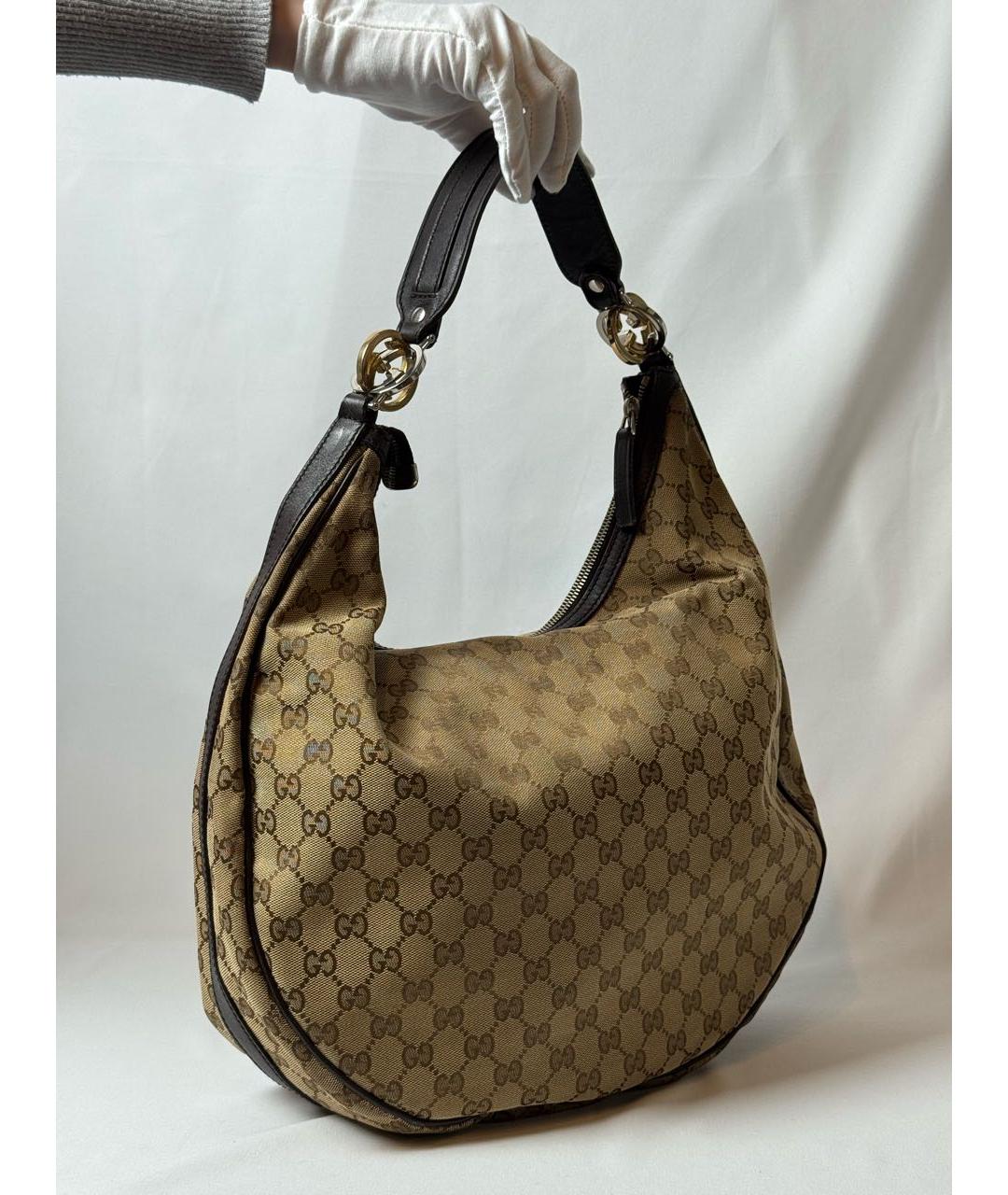 GUCCI Бежевая тканевая сумка через плечо, фото 2