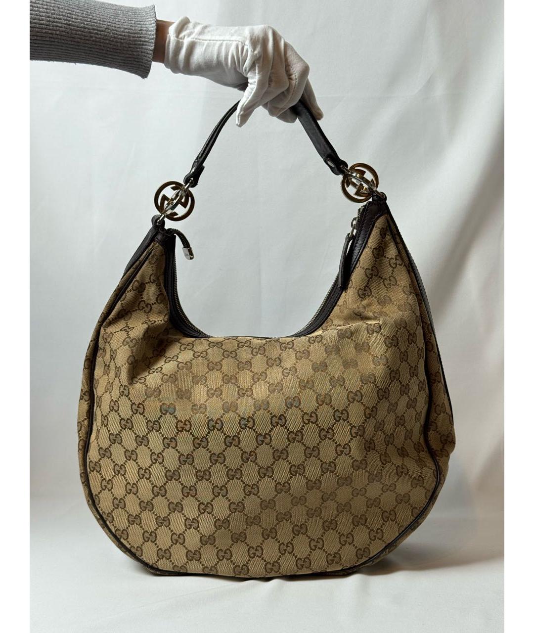 GUCCI Бежевая тканевая сумка через плечо, фото 9