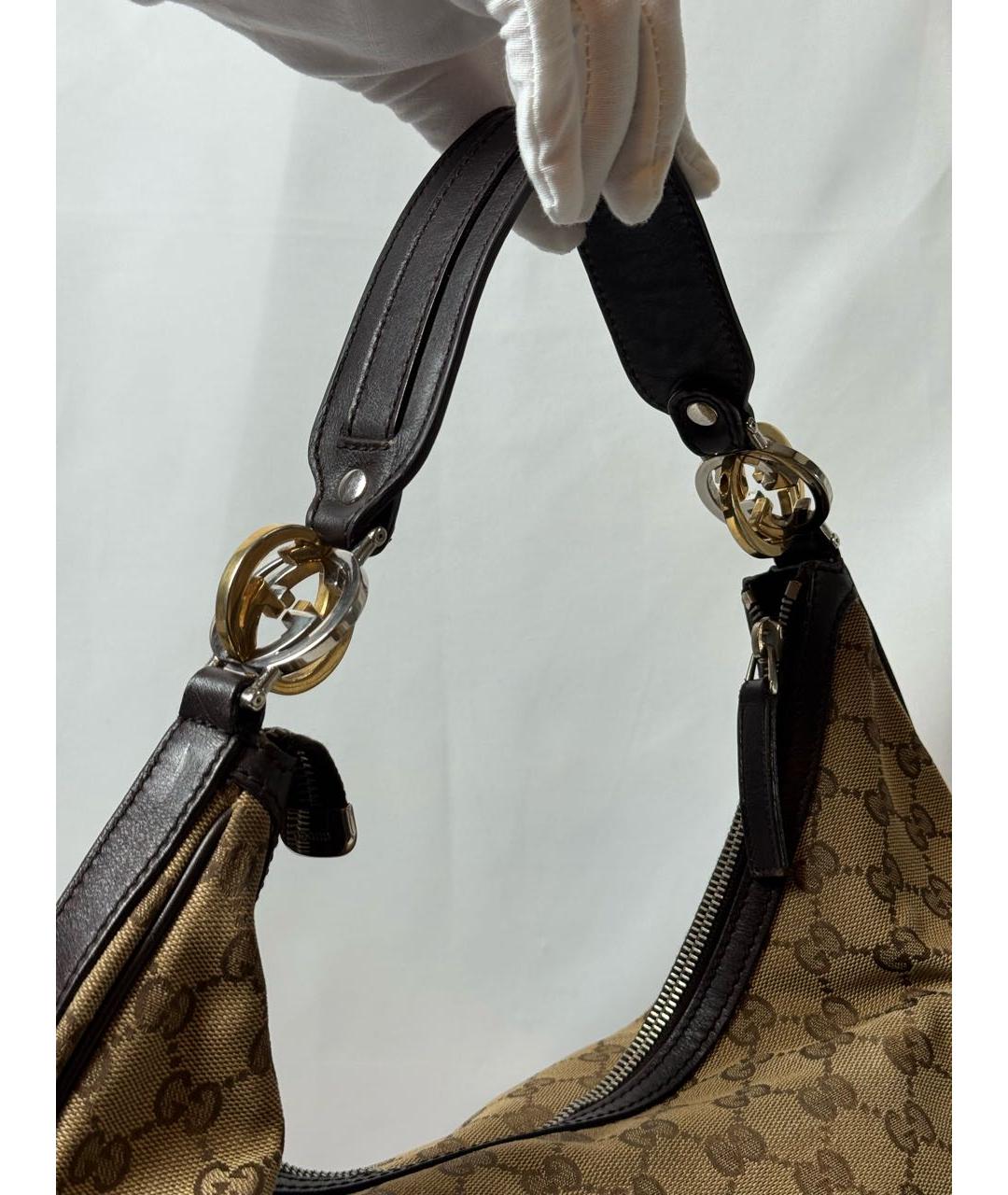 GUCCI Бежевая тканевая сумка через плечо, фото 3