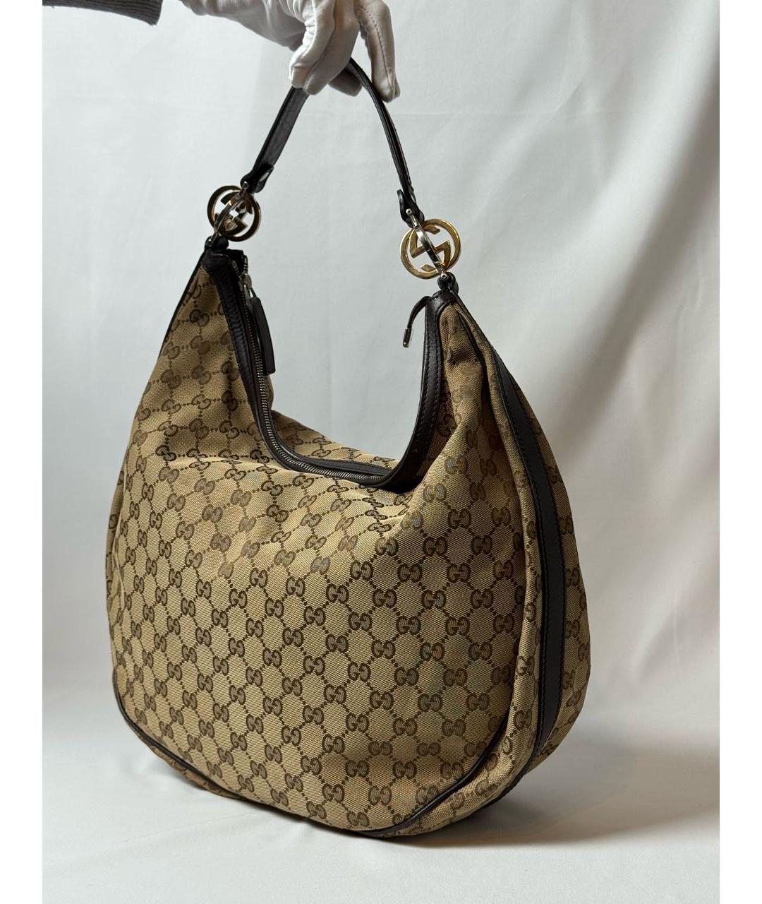 GUCCI Бежевая тканевая сумка через плечо, фото 5