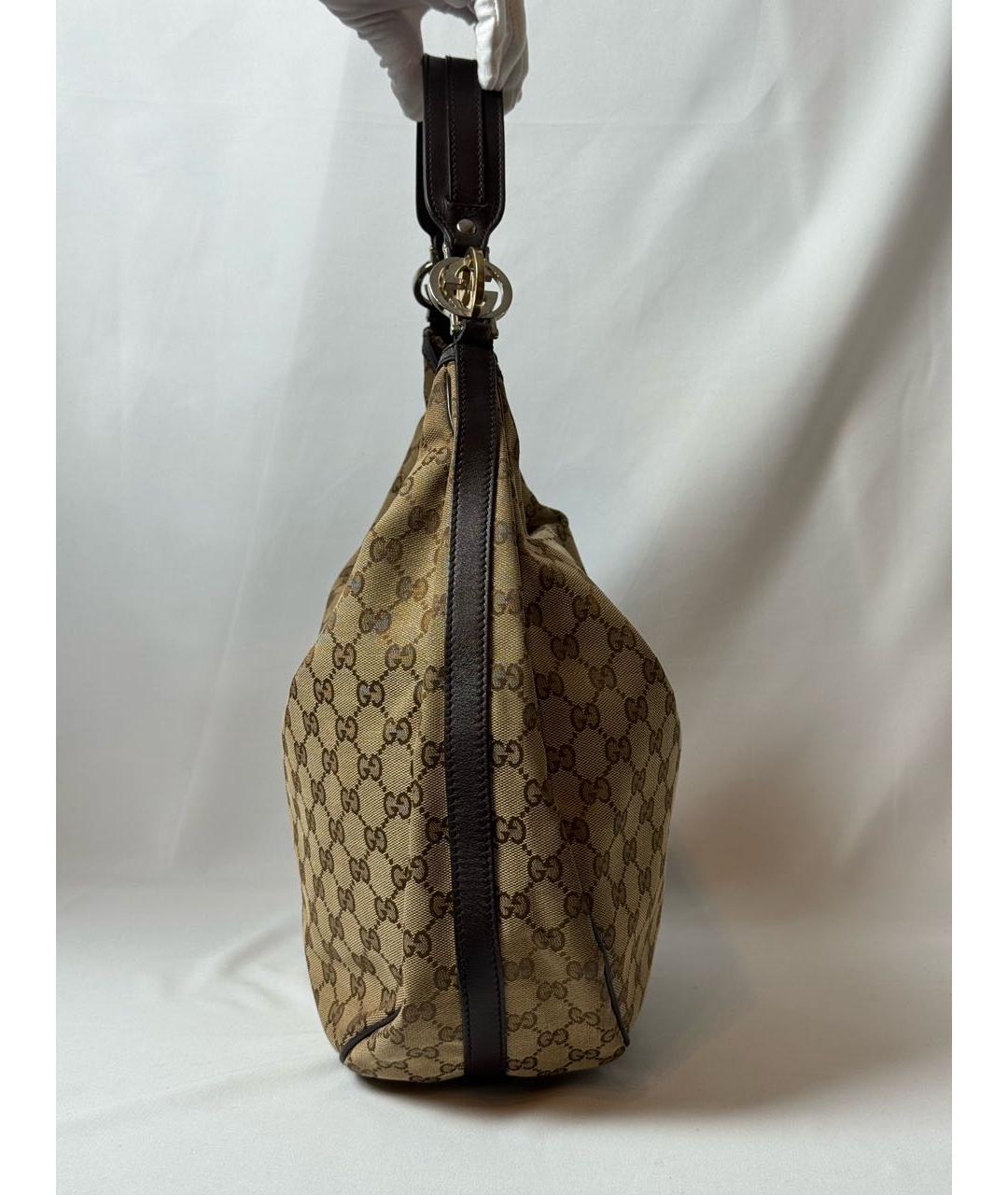 GUCCI Бежевая тканевая сумка через плечо, фото 4