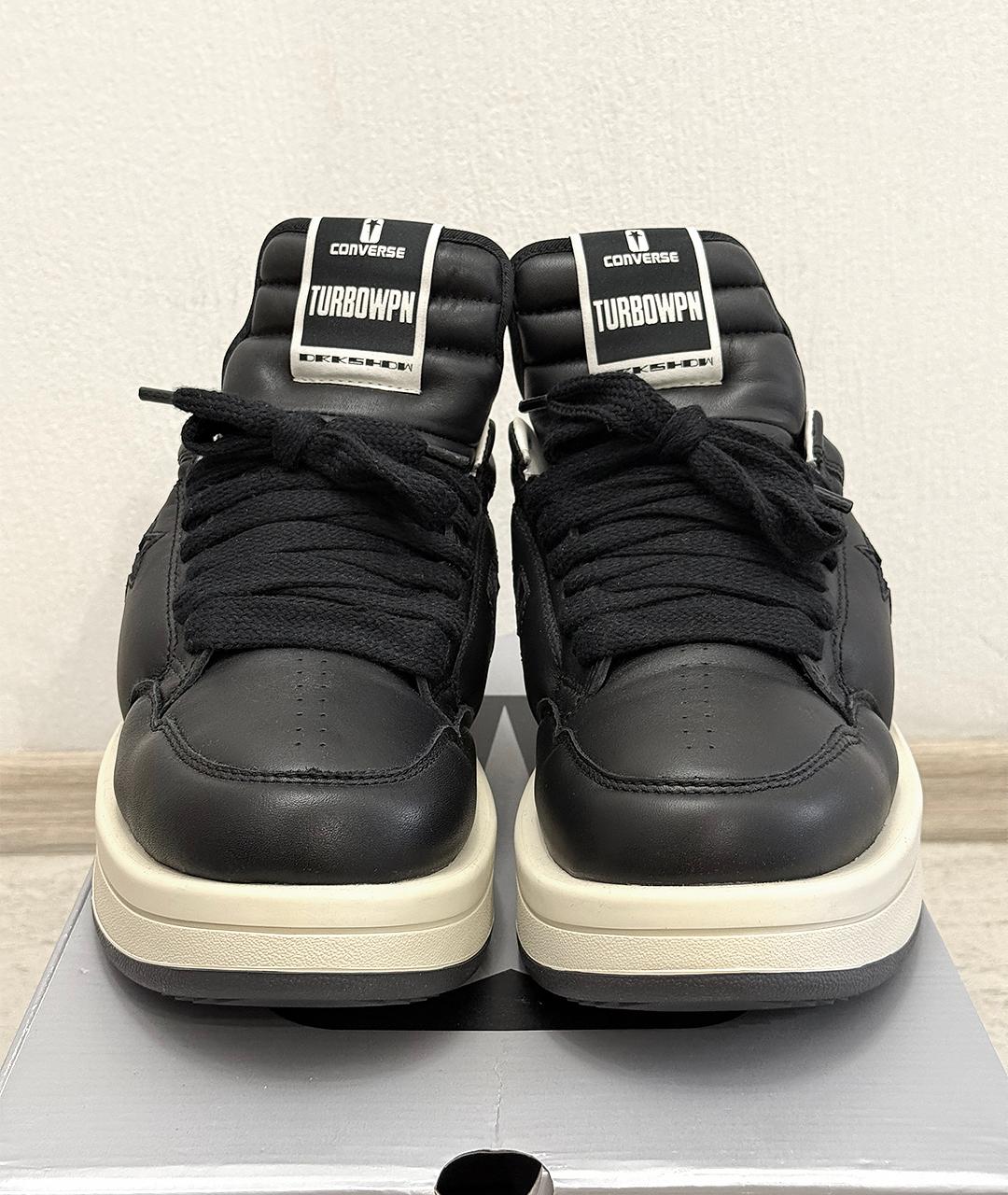 RICK OWENS DRKSHDW Черные кожаные низкие кроссовки / кеды, фото 3