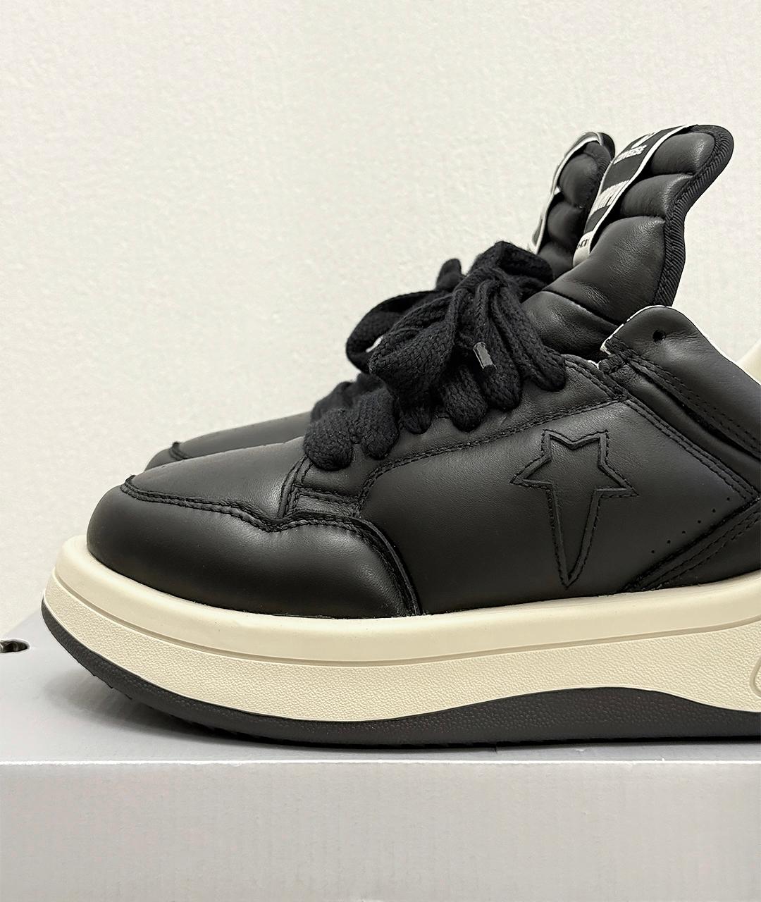 RICK OWENS DRKSHDW Черные кожаные низкие кроссовки / кеды, фото 5