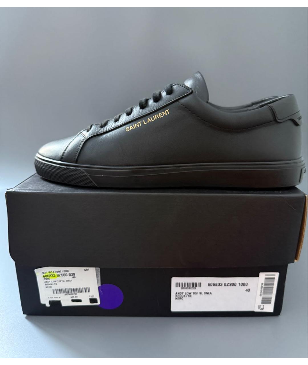 SAINT LAURENT Черные кожаные кеды, фото 4