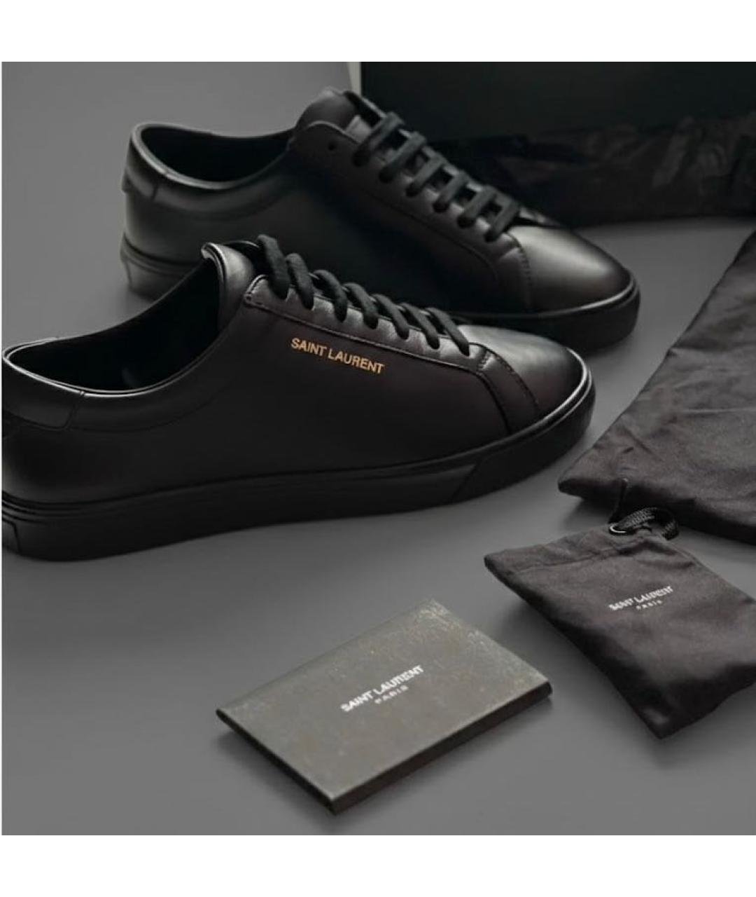 SAINT LAURENT Черные кожаные кеды, фото 2