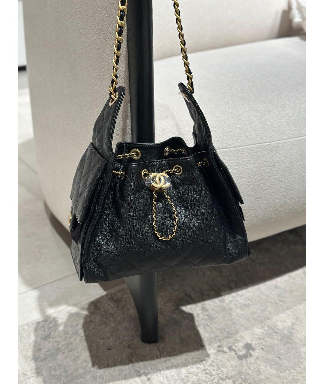 CHANEL Черная кожаная сумка через плечо, фото 2