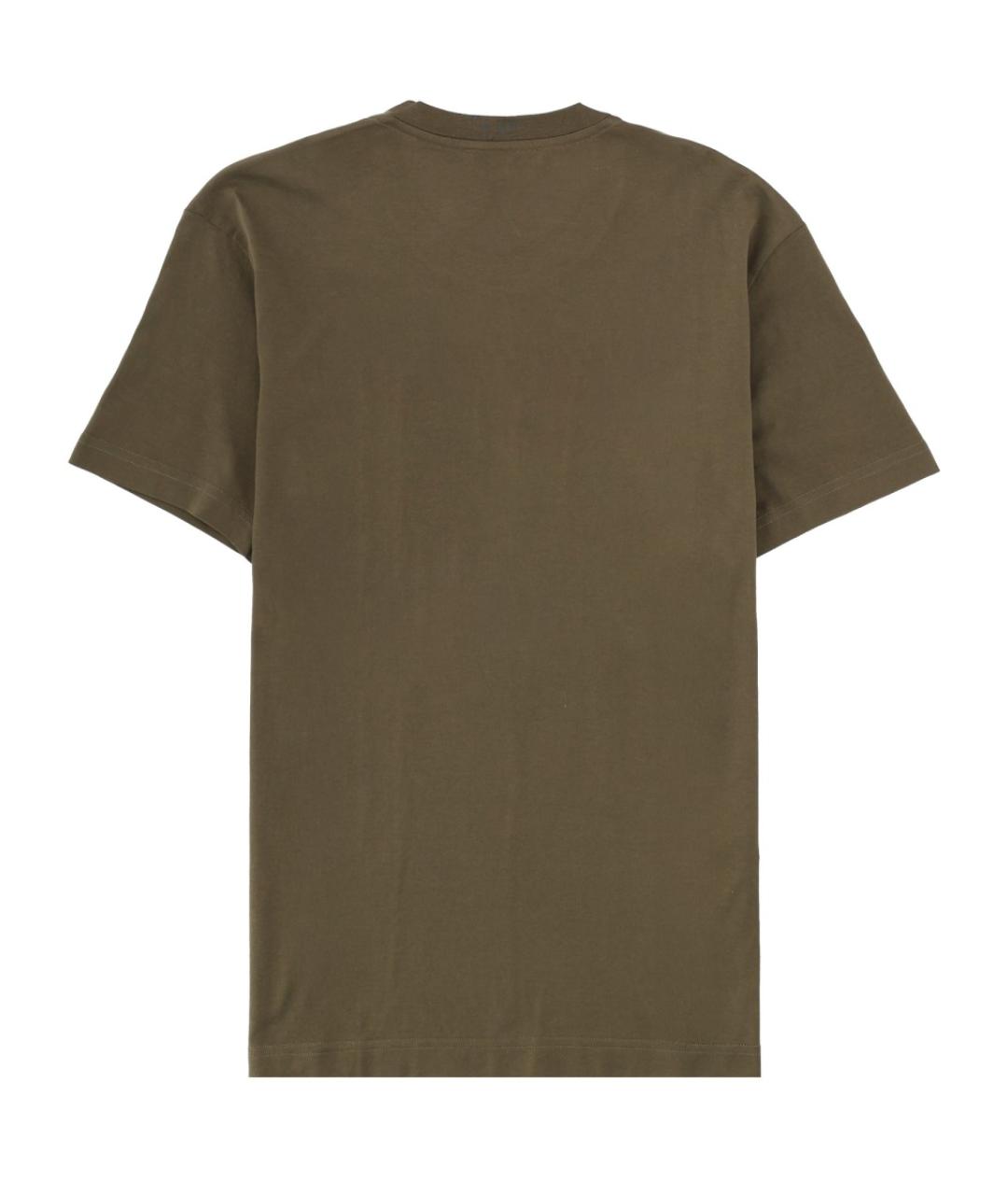 DOLCE&GABBANA Хаки хлопковая футболка, фото 2