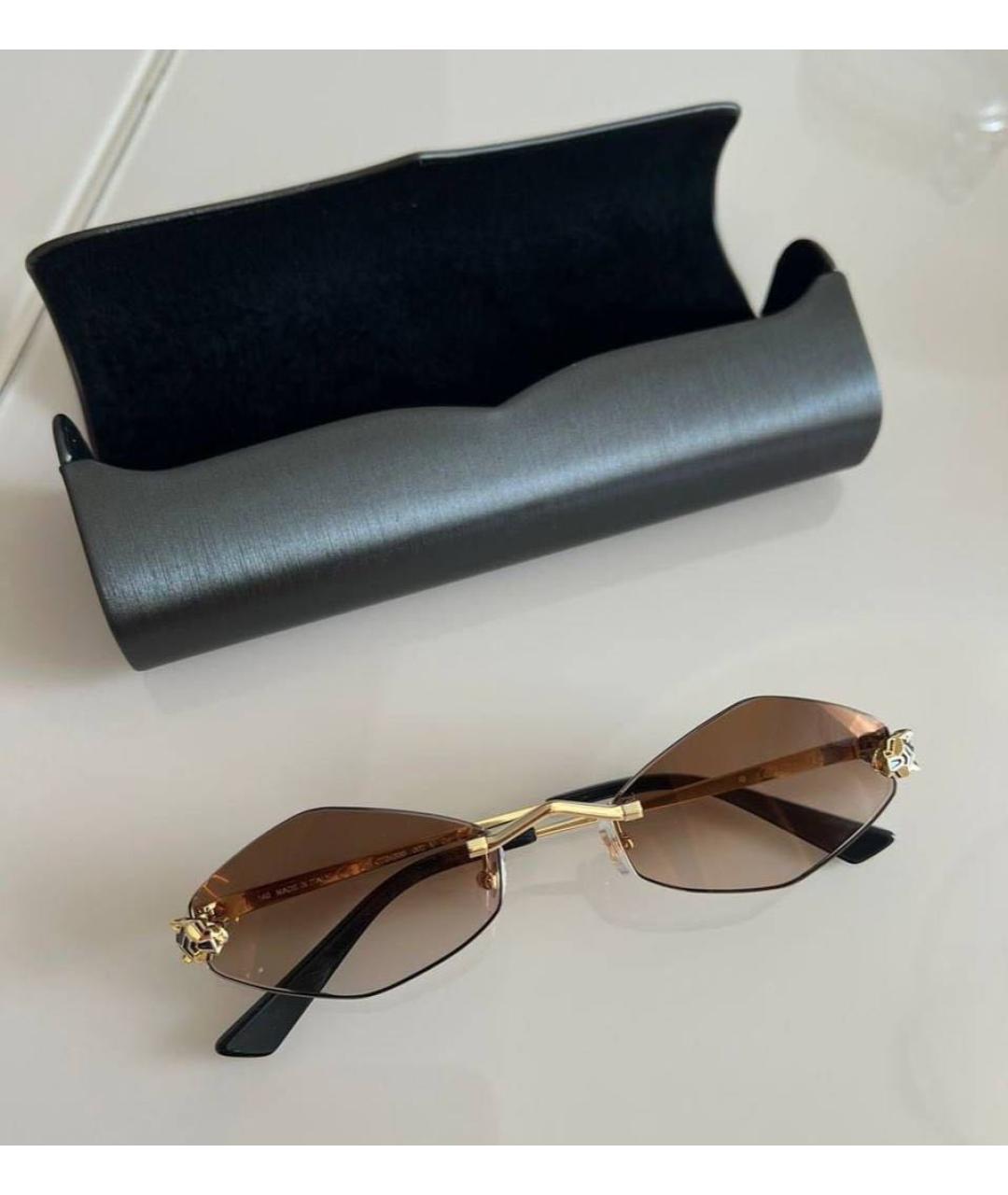 CARTIER Коричневые металлические солнцезащитные очки, фото 3