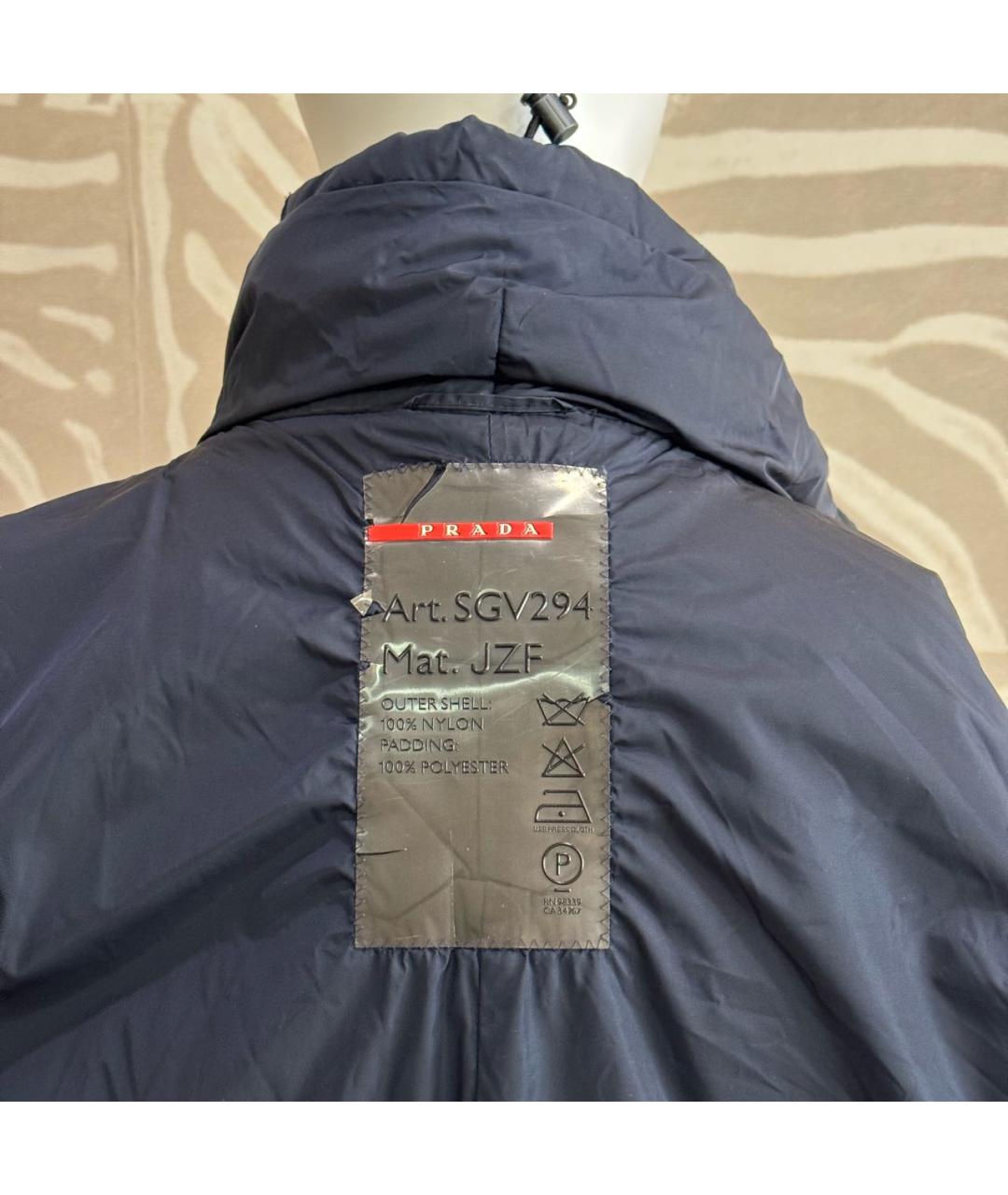 PRADA Темно-синее полиэстеровое пальто, фото 3
