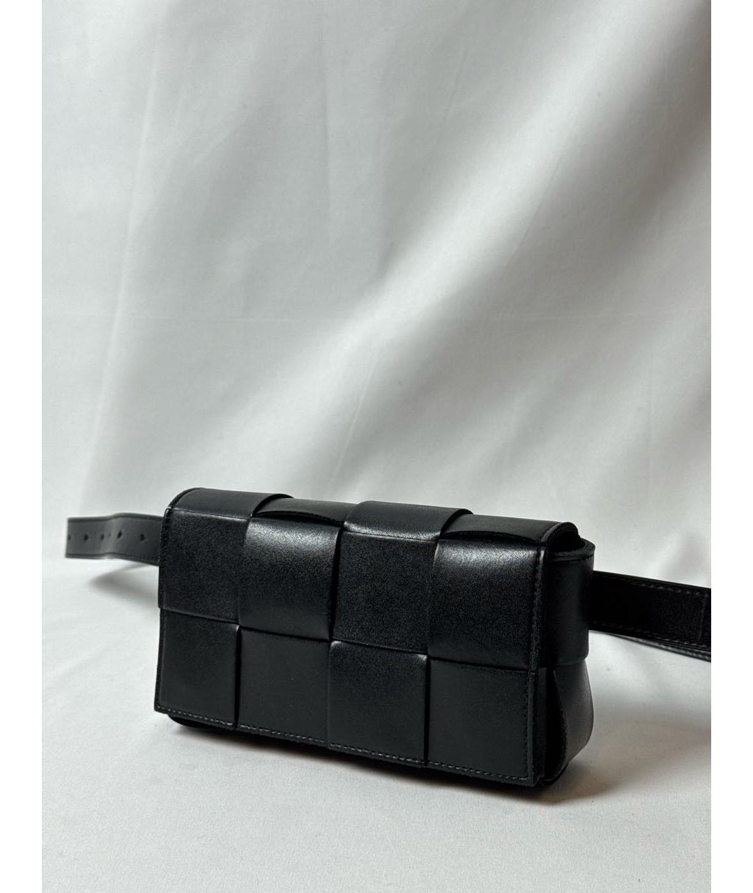 BOTTEGA VENETA Черная кожаная поясная сумка, фото 9