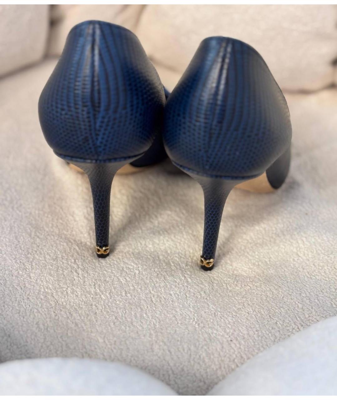 DOLCE&GABBANA Синие кожаные туфли, фото 3