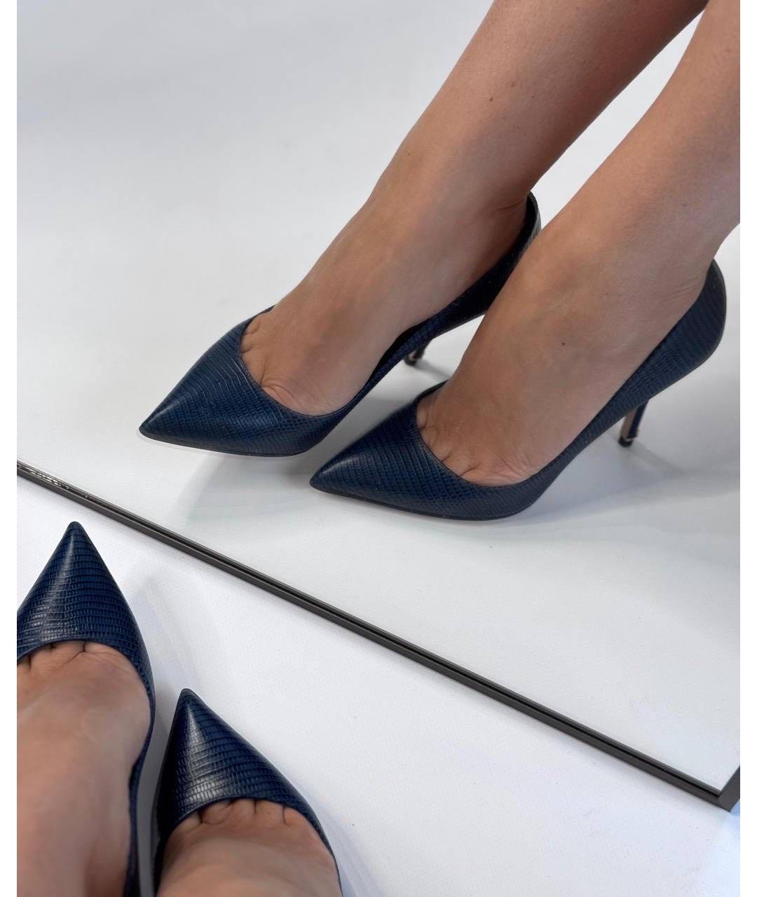 DOLCE&GABBANA Синие кожаные туфли, фото 6