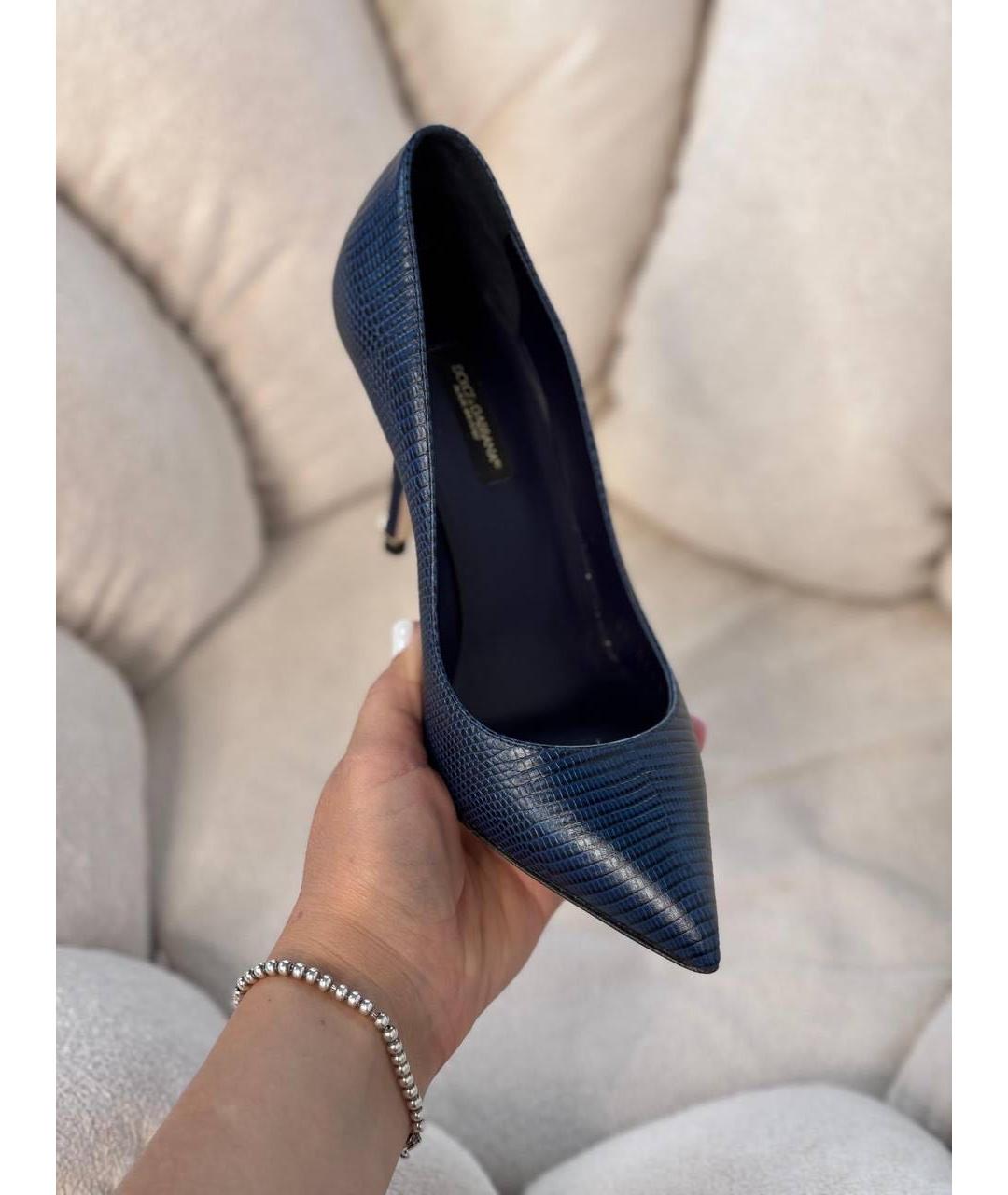 DOLCE&GABBANA Синие кожаные туфли, фото 2